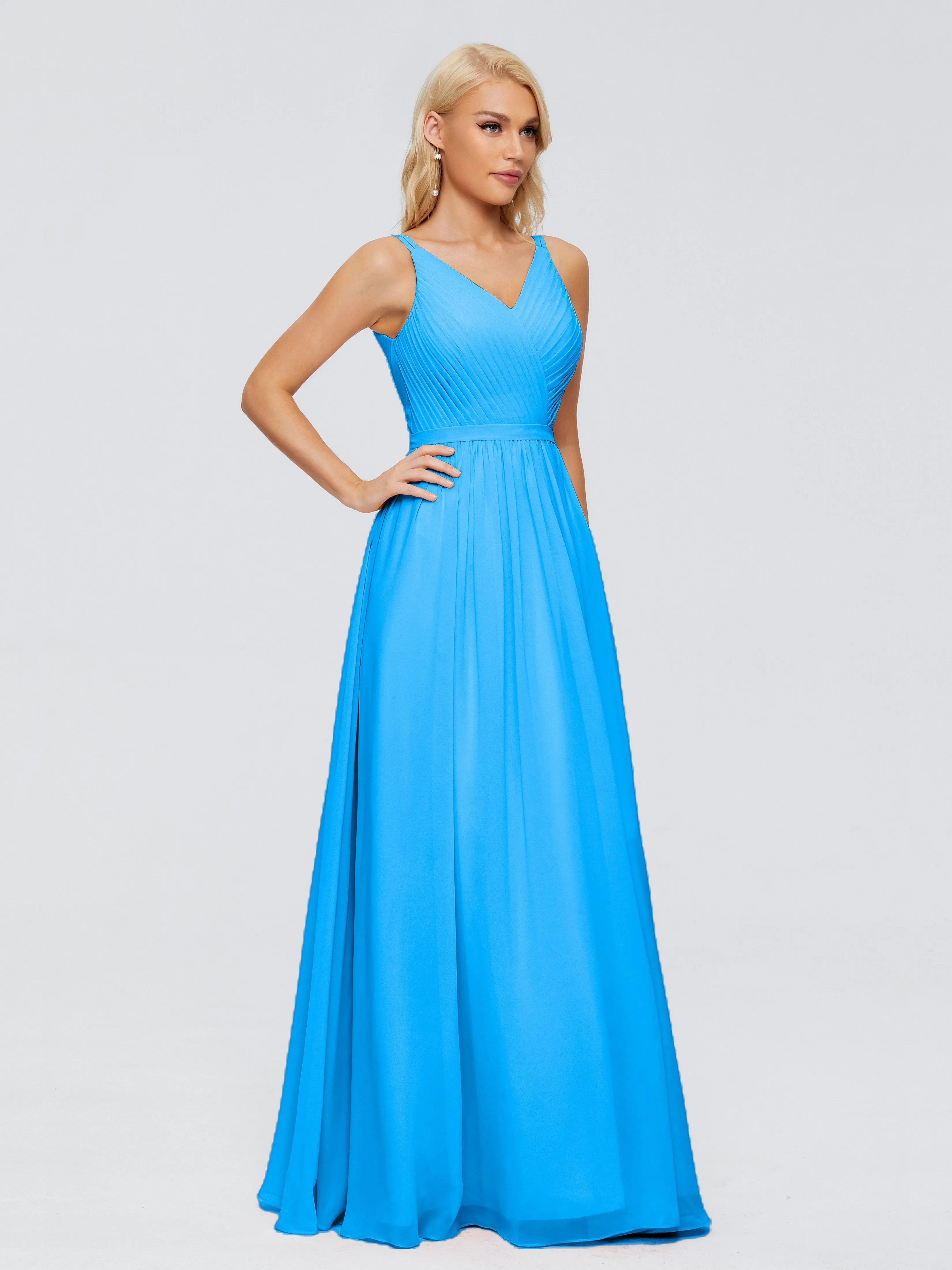 Morgan V Neck Charming Chiffon Bridesmaid Dresses