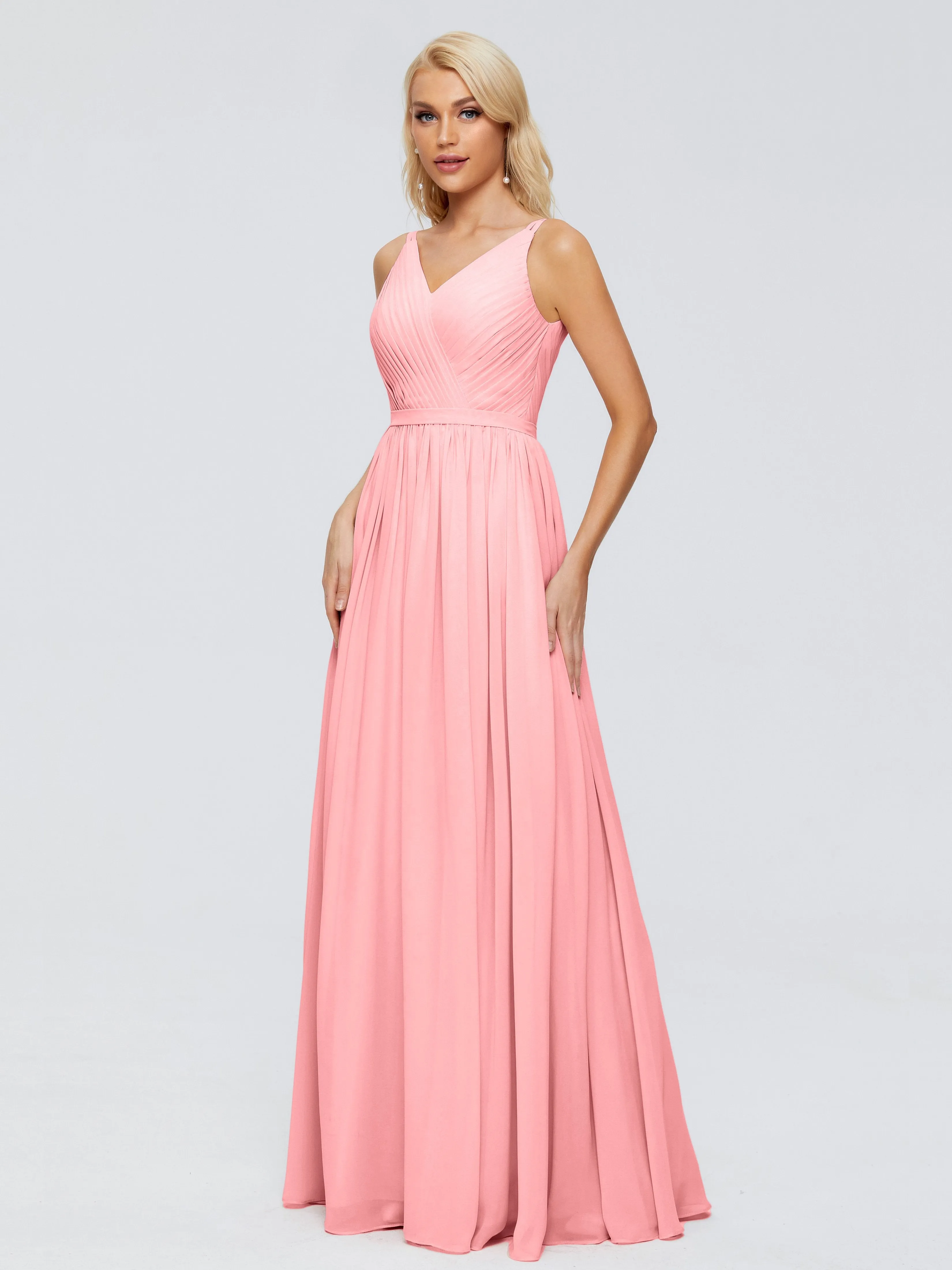 Morgan V Neck Charming Chiffon Bridesmaid Dresses