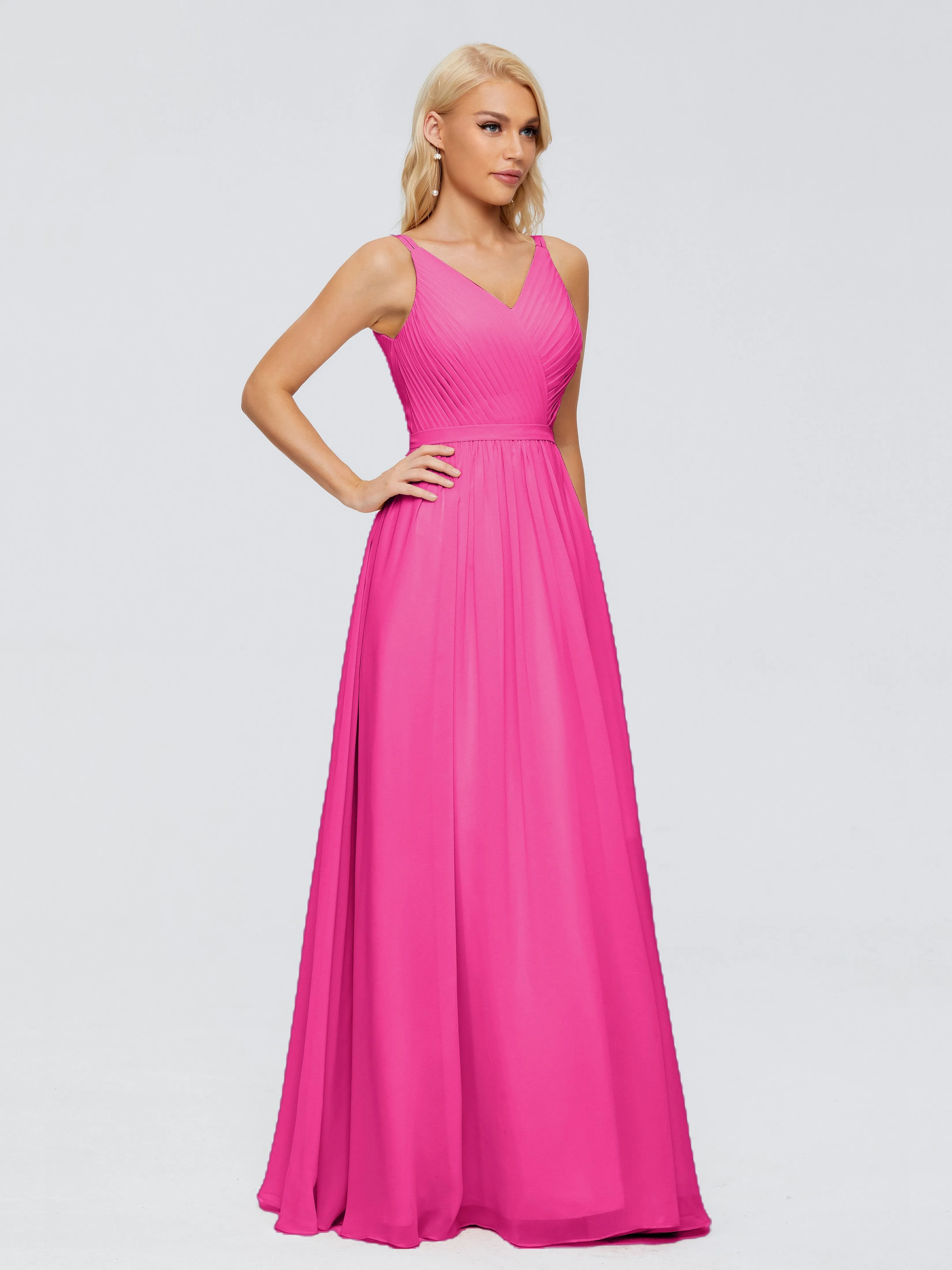 Morgan V Neck Charming Chiffon Bridesmaid Dresses