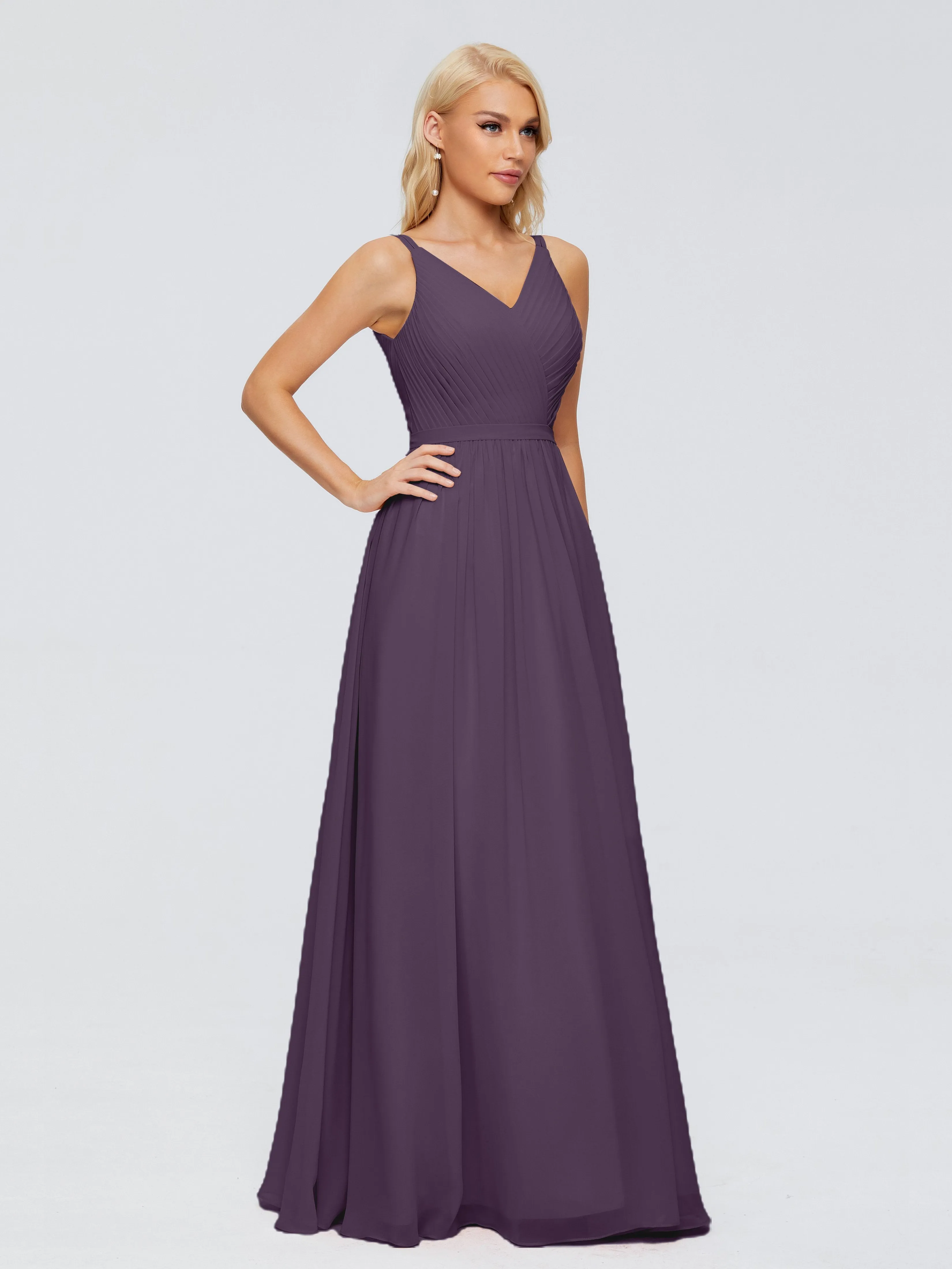 Morgan V Neck Charming Chiffon Bridesmaid Dresses