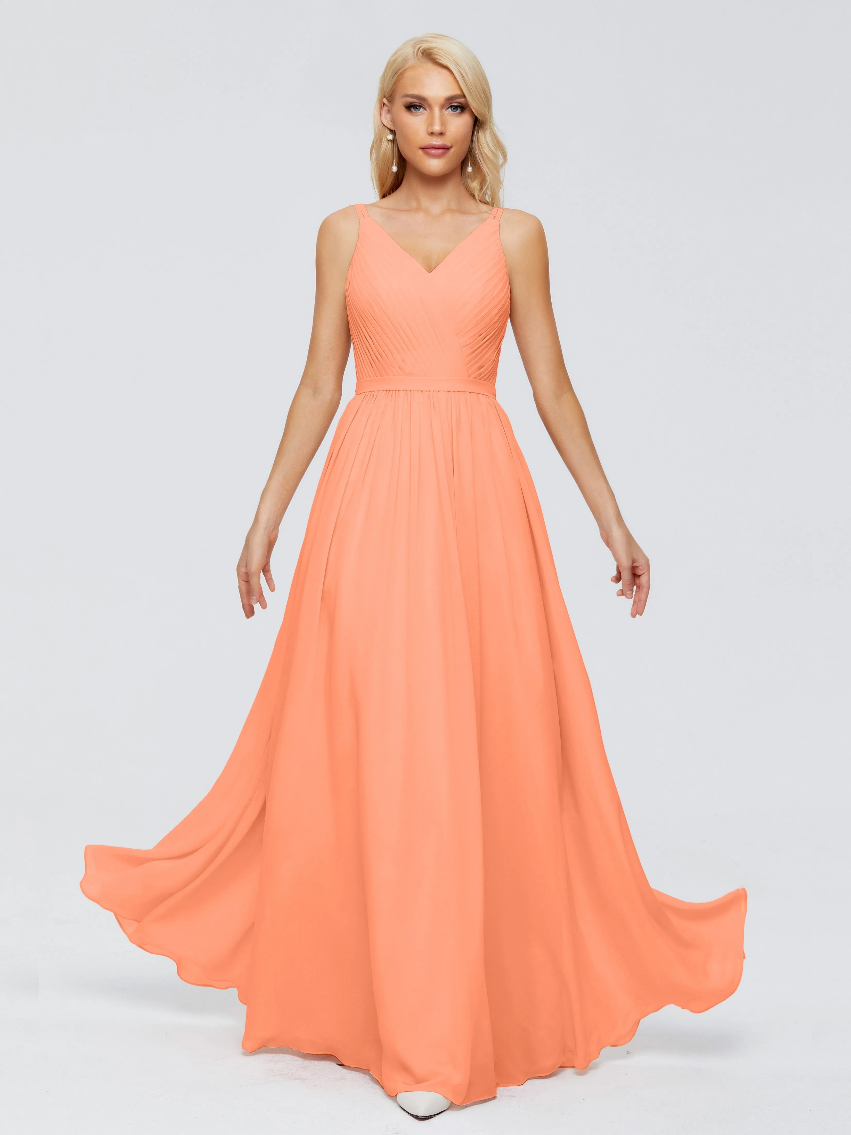 Morgan V Neck Charming Chiffon Bridesmaid Dresses