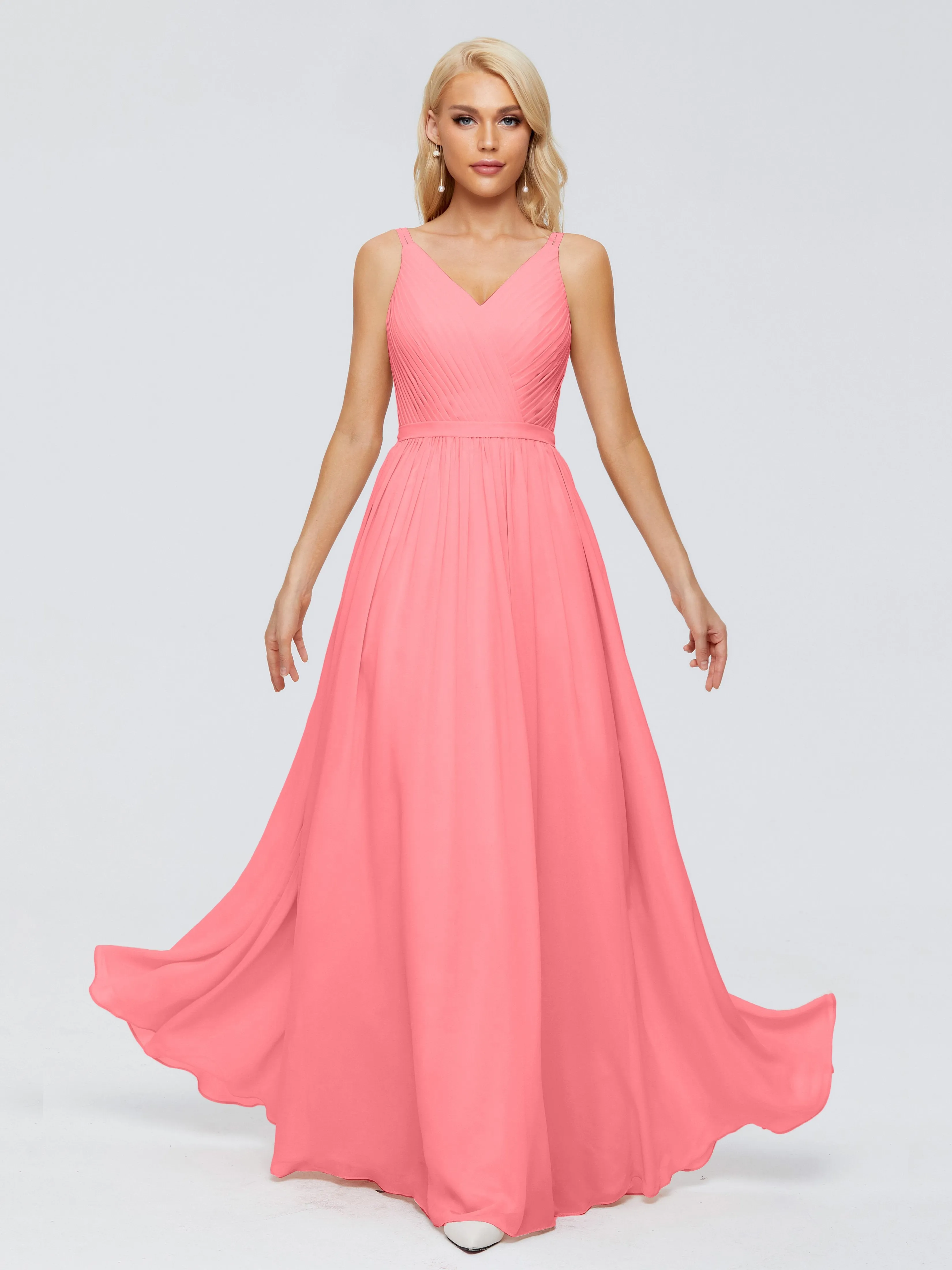 Morgan V Neck Charming Chiffon Bridesmaid Dresses