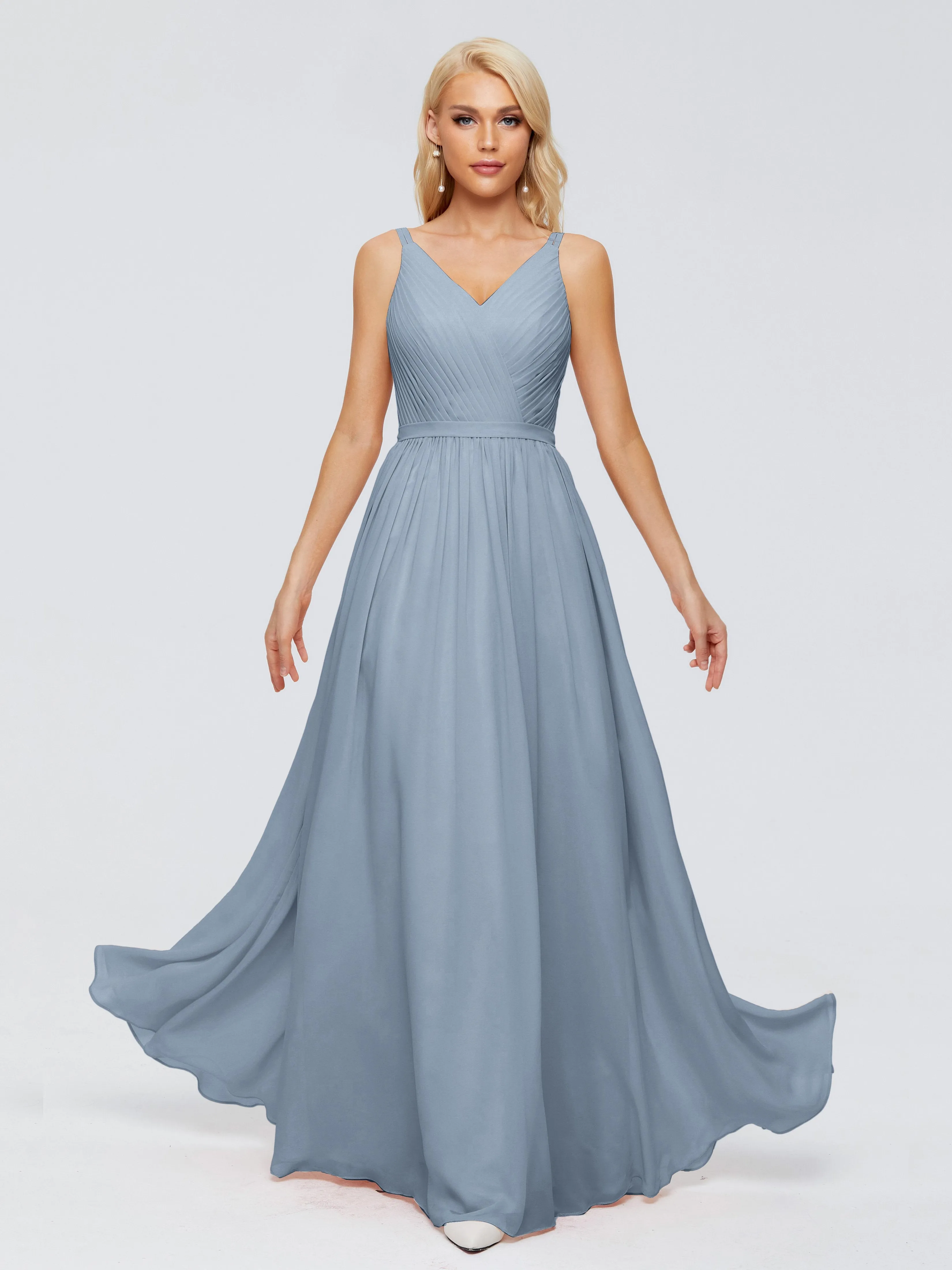 Morgan V Neck Charming Chiffon Bridesmaid Dresses