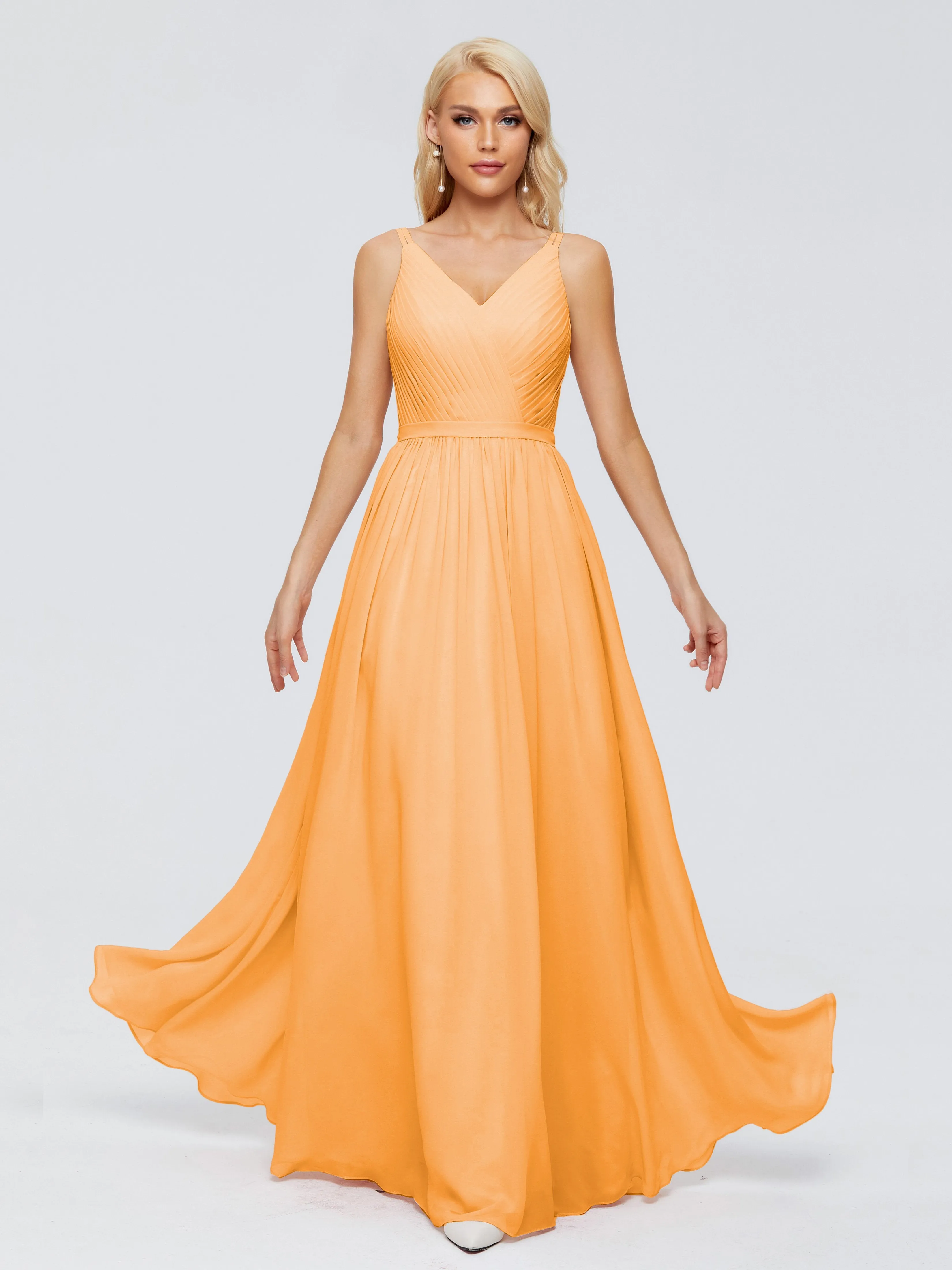 Morgan V Neck Charming Chiffon Bridesmaid Dresses