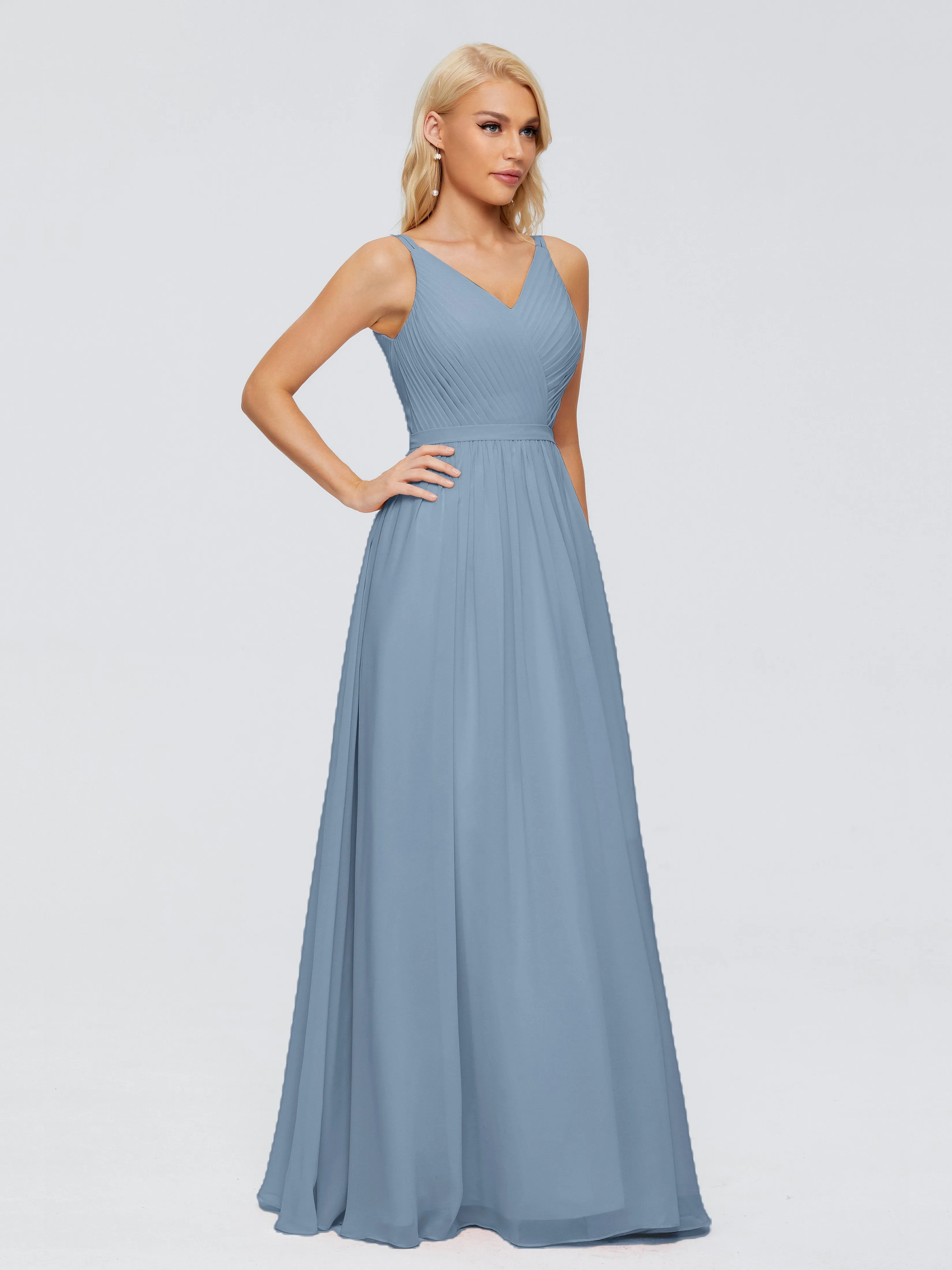 Morgan V Neck Charming Chiffon Bridesmaid Dresses