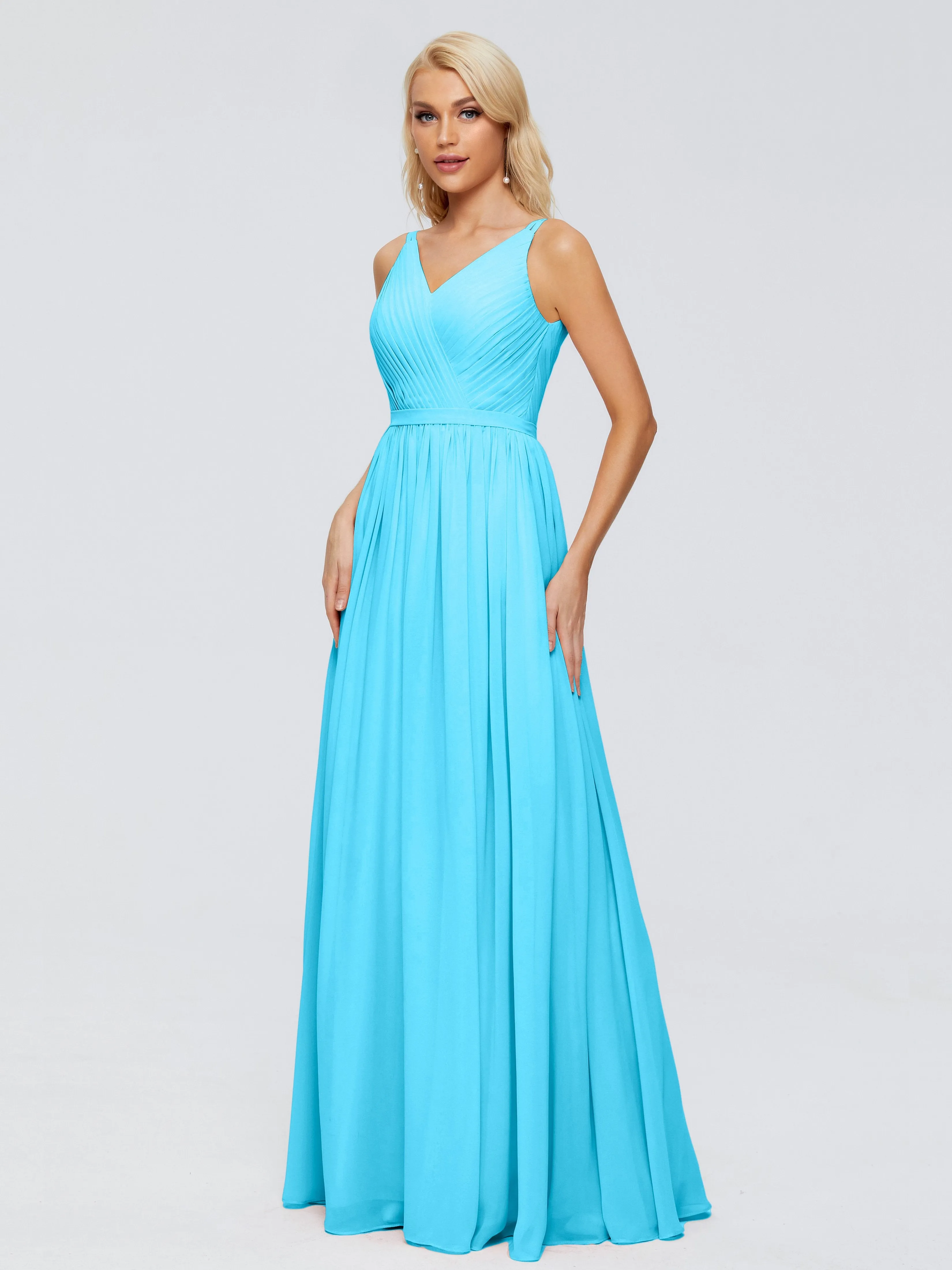 Morgan V Neck Charming Chiffon Bridesmaid Dresses