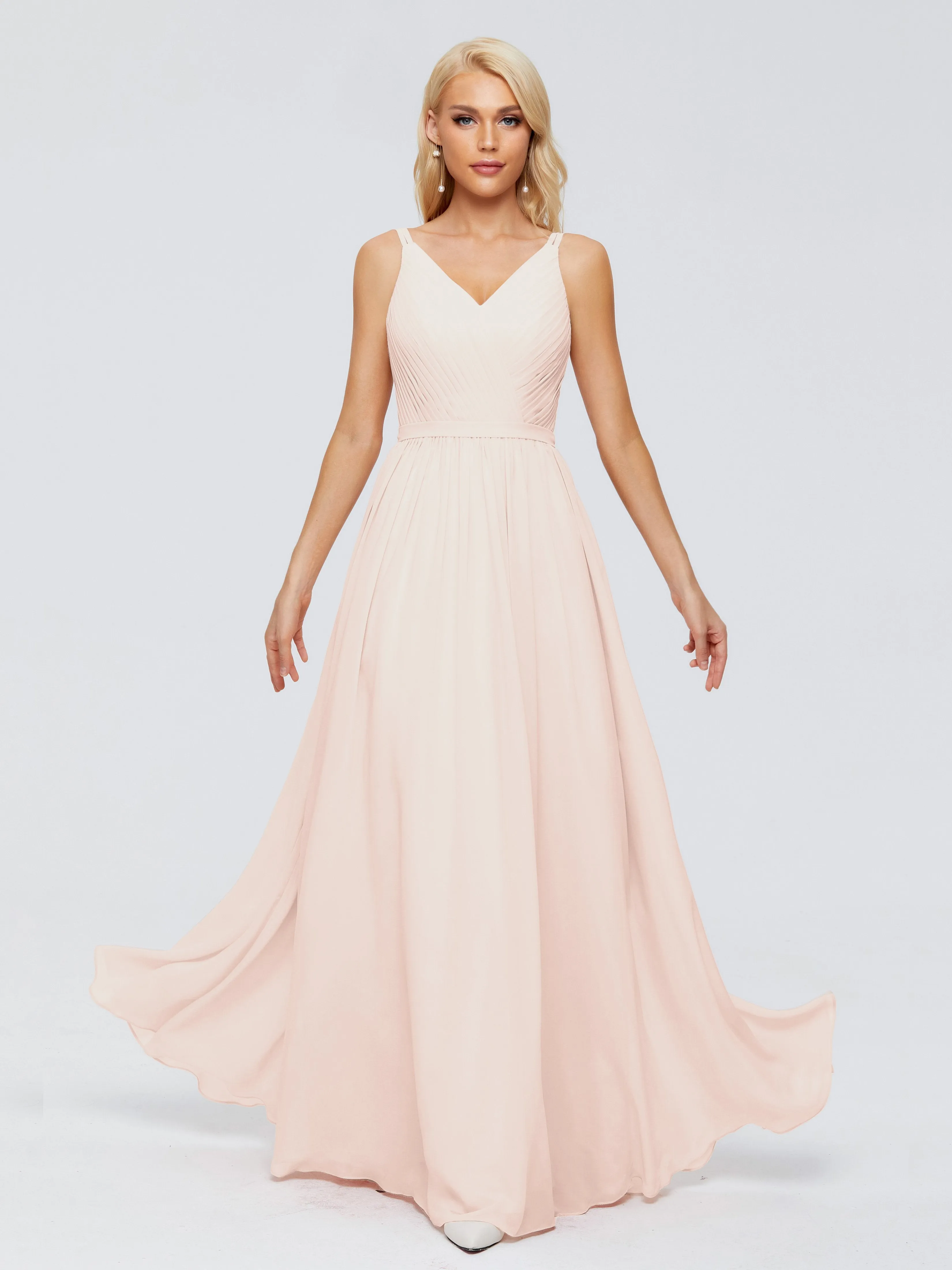 Morgan V Neck Charming Chiffon Bridesmaid Dresses