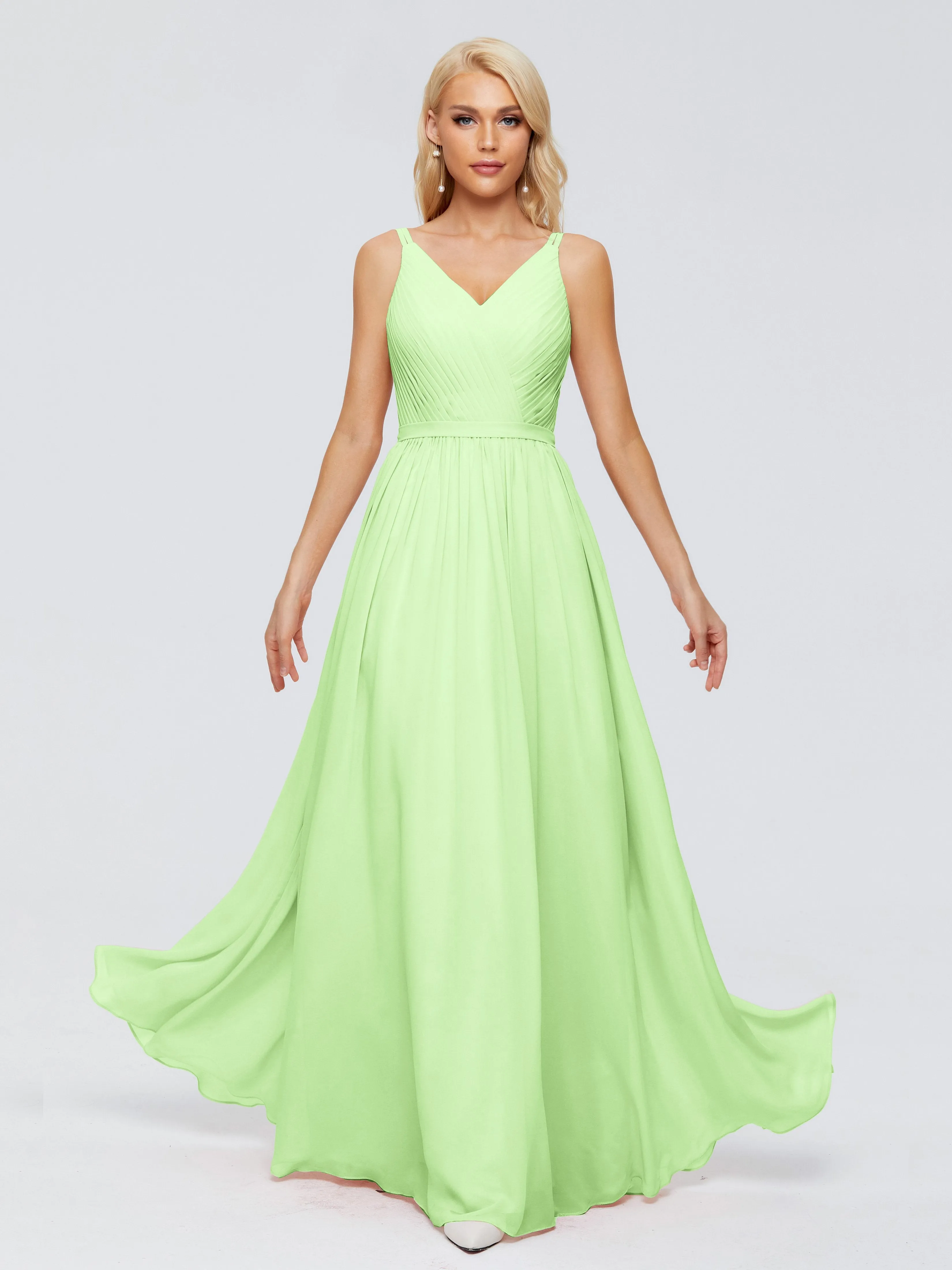 Morgan V Neck Charming Chiffon Bridesmaid Dresses