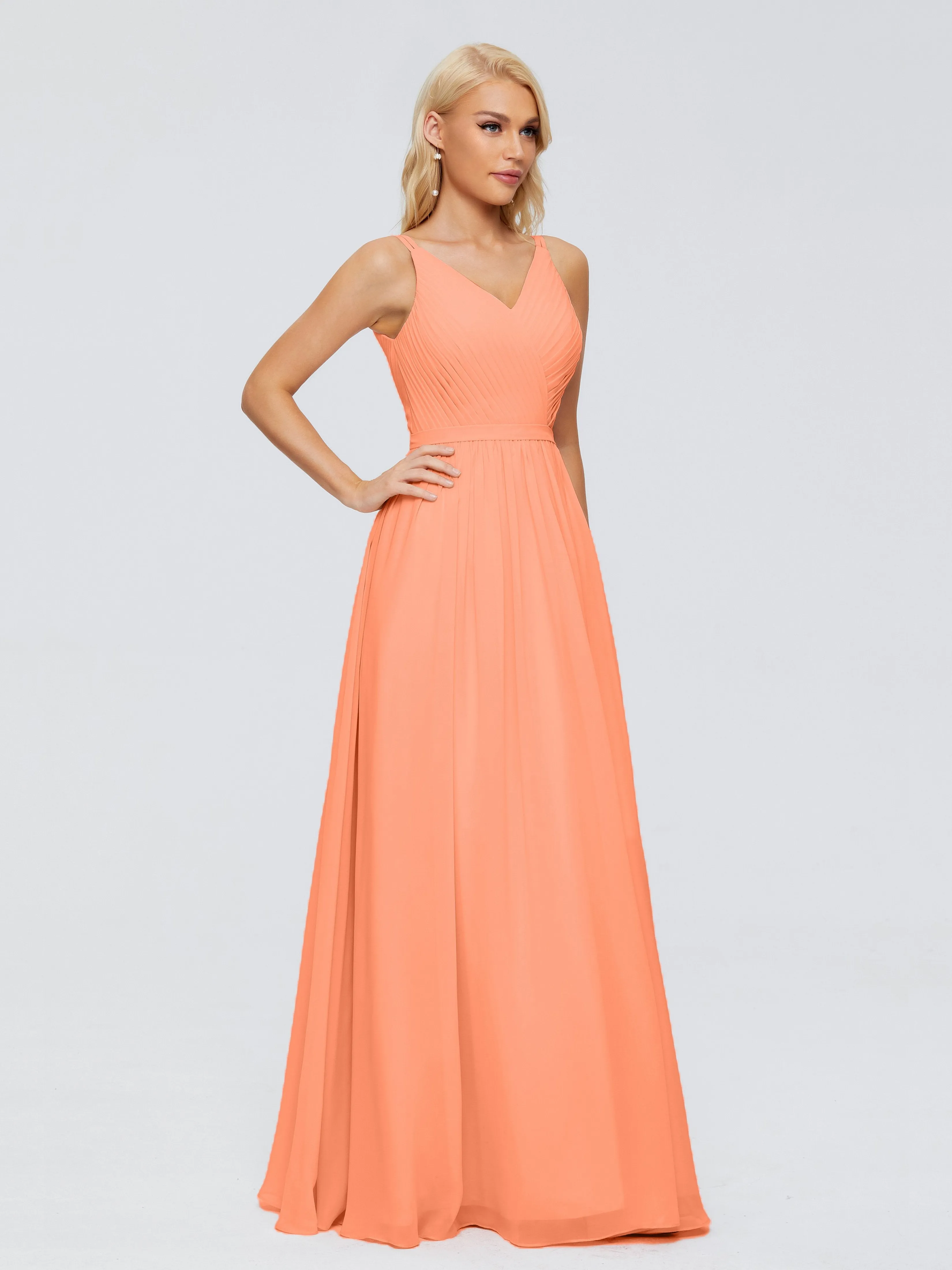 Morgan V Neck Charming Chiffon Bridesmaid Dresses