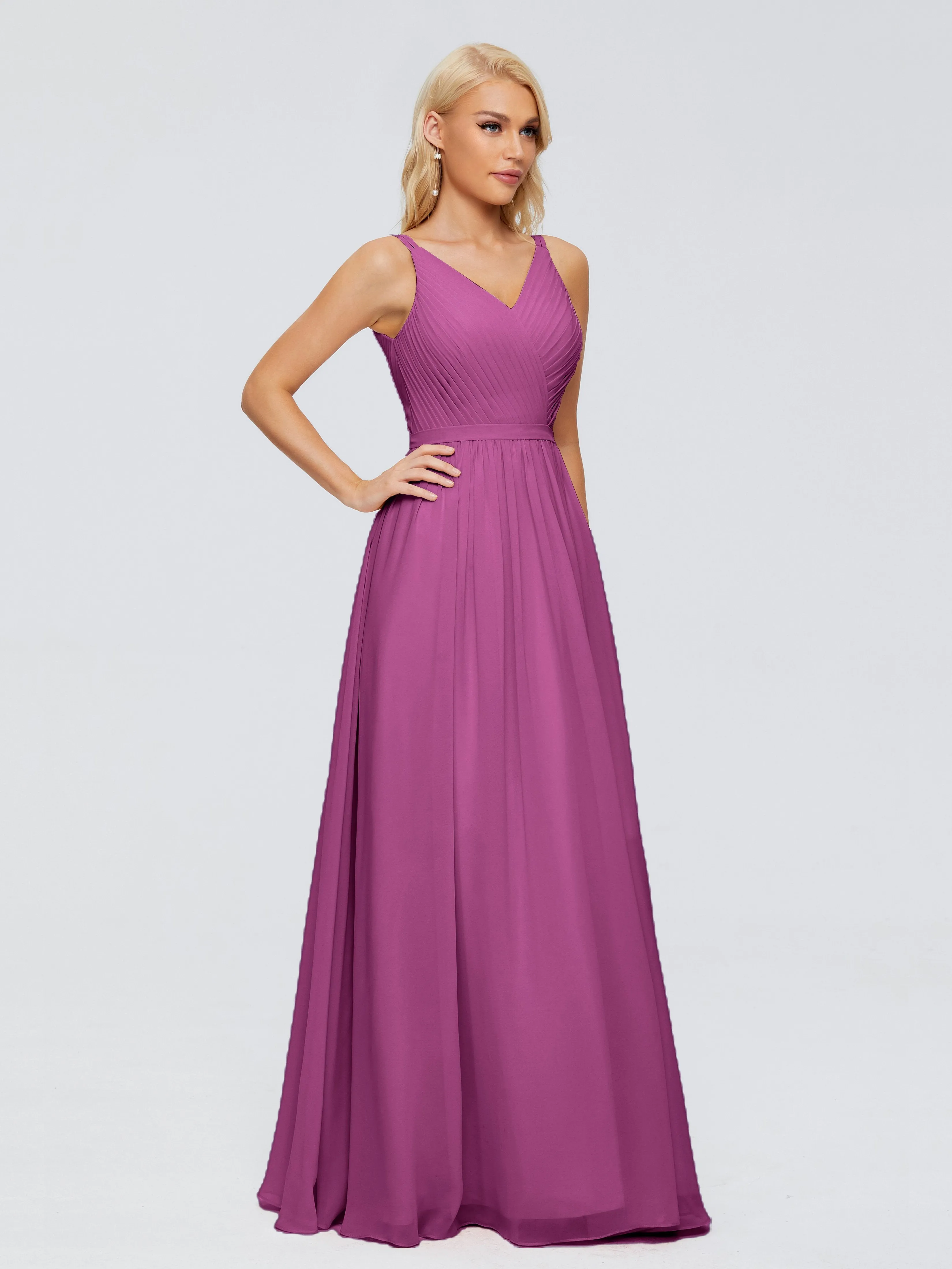 Morgan V Neck Charming Chiffon Bridesmaid Dresses