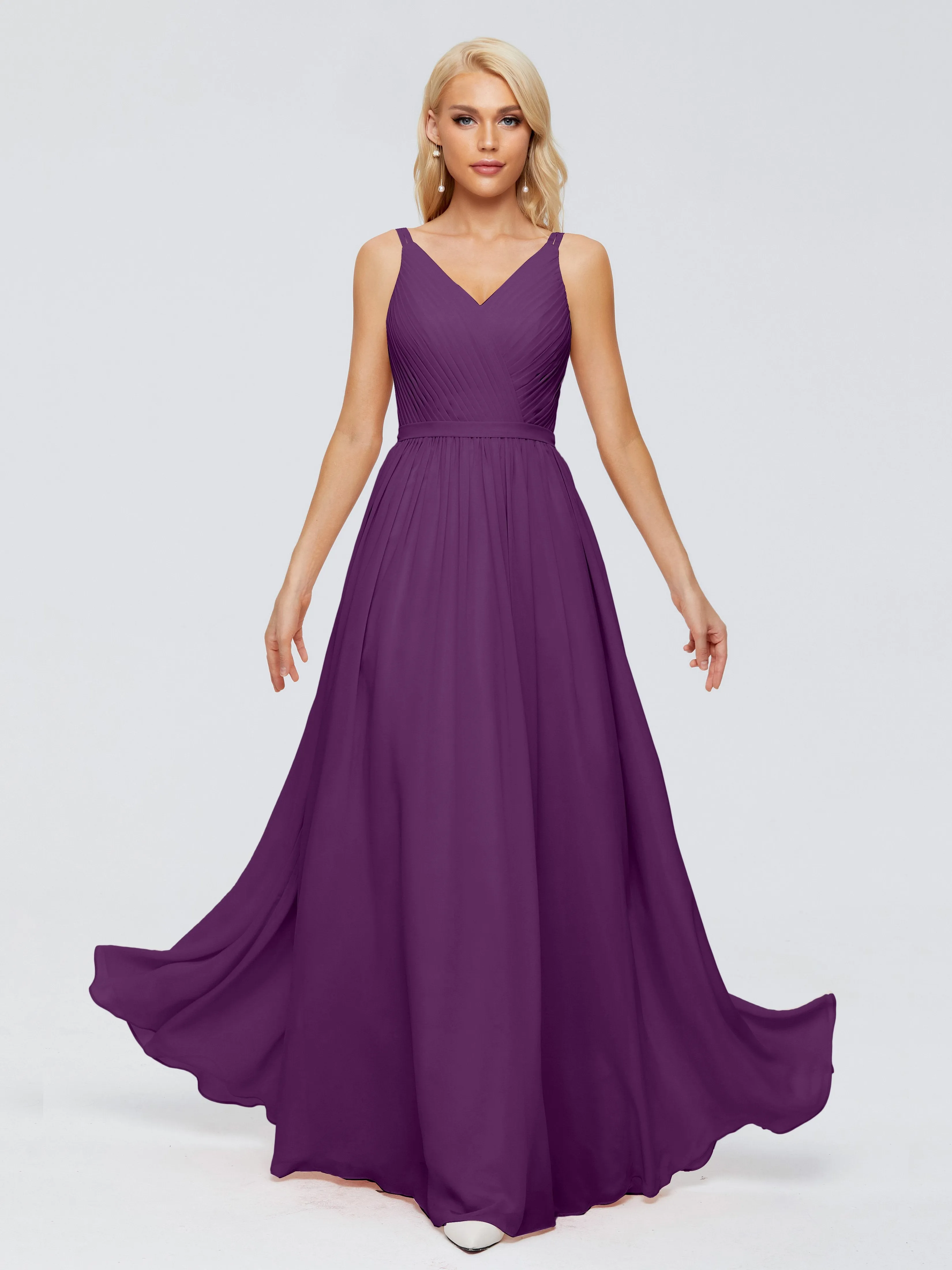 Morgan V Neck Charming Chiffon Bridesmaid Dresses