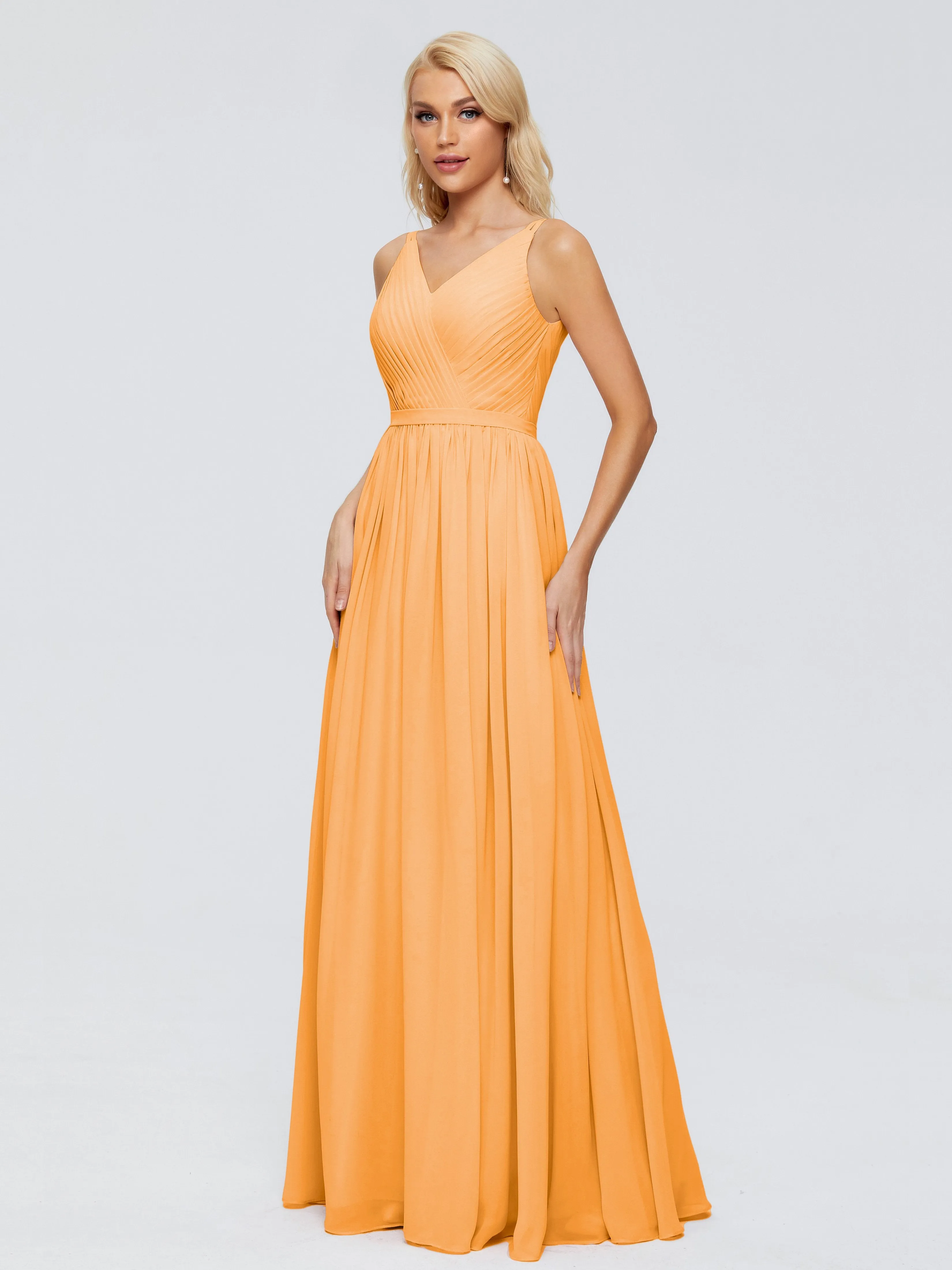 Morgan V Neck Charming Chiffon Bridesmaid Dresses