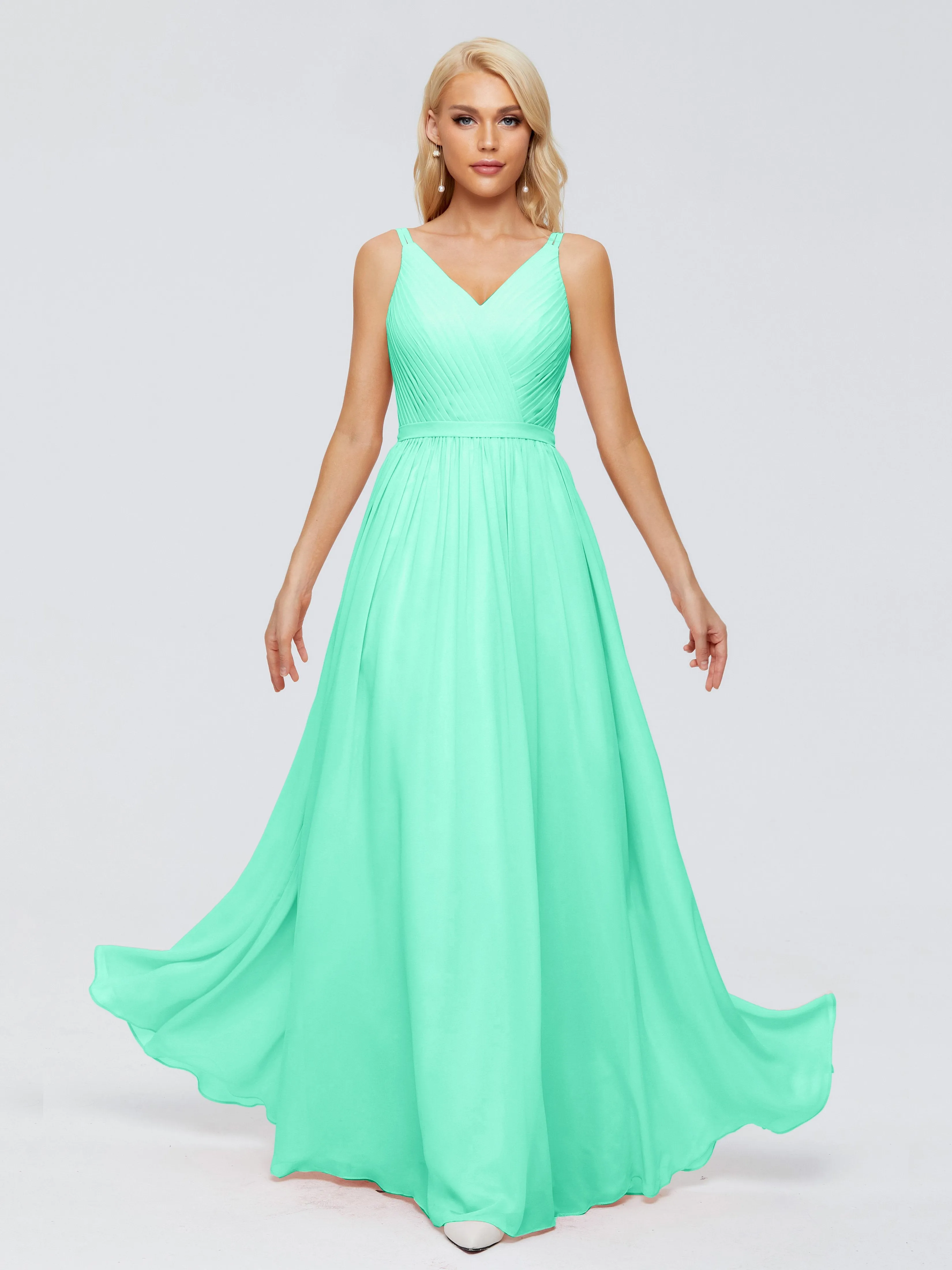 Morgan V Neck Charming Chiffon Bridesmaid Dresses