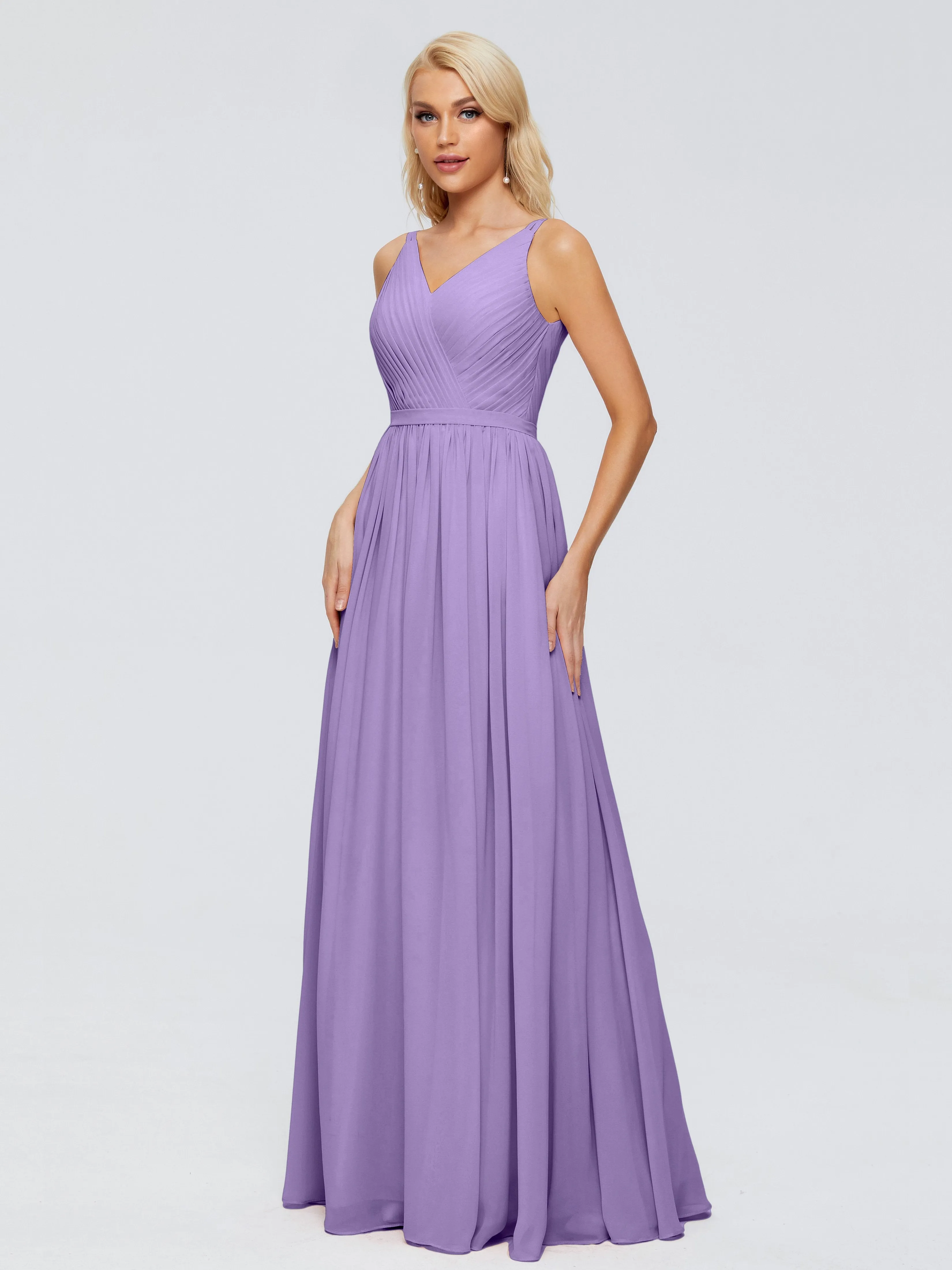 Morgan V Neck Charming Chiffon Bridesmaid Dresses