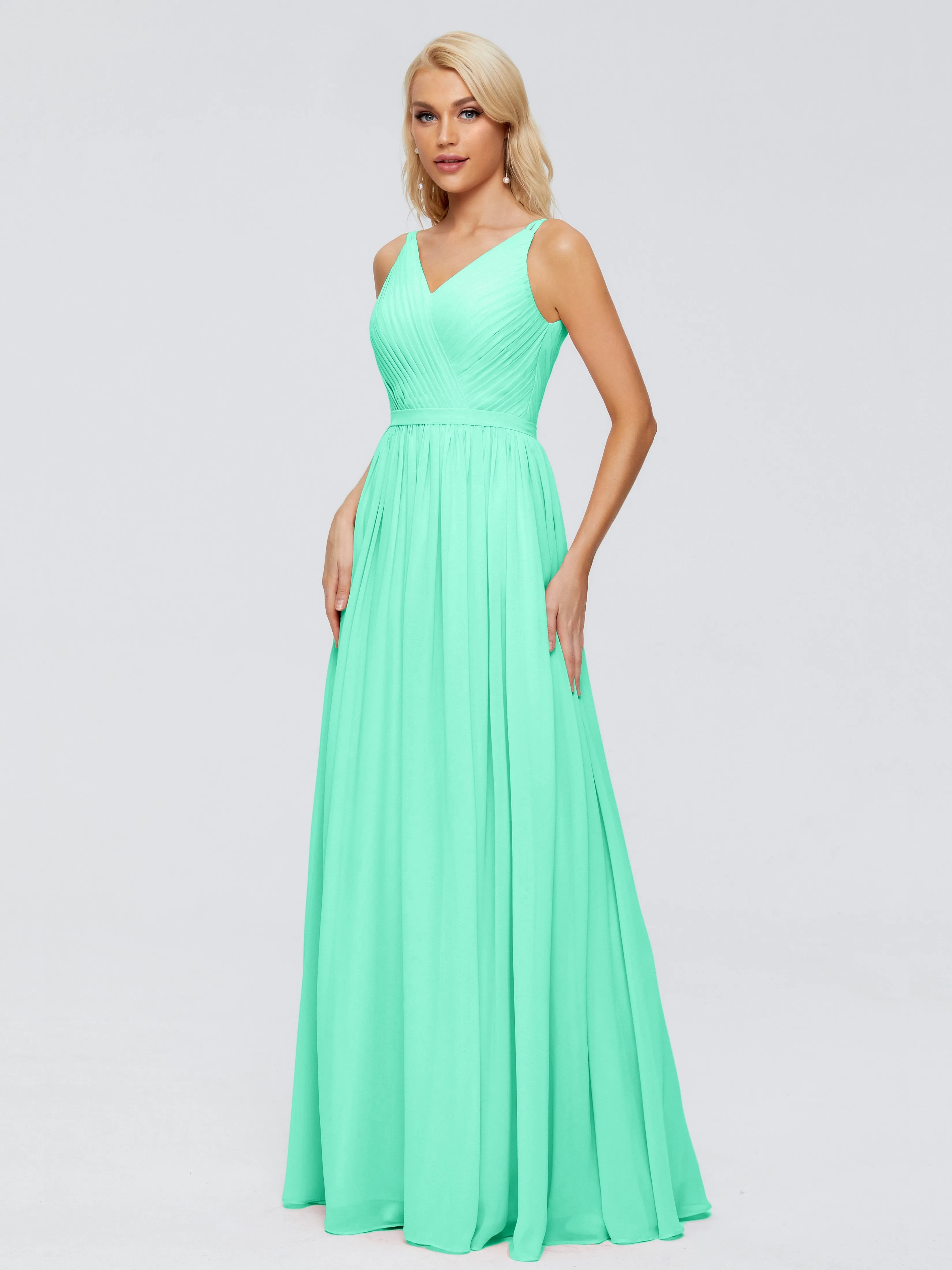 Morgan V Neck Charming Chiffon Bridesmaid Dresses