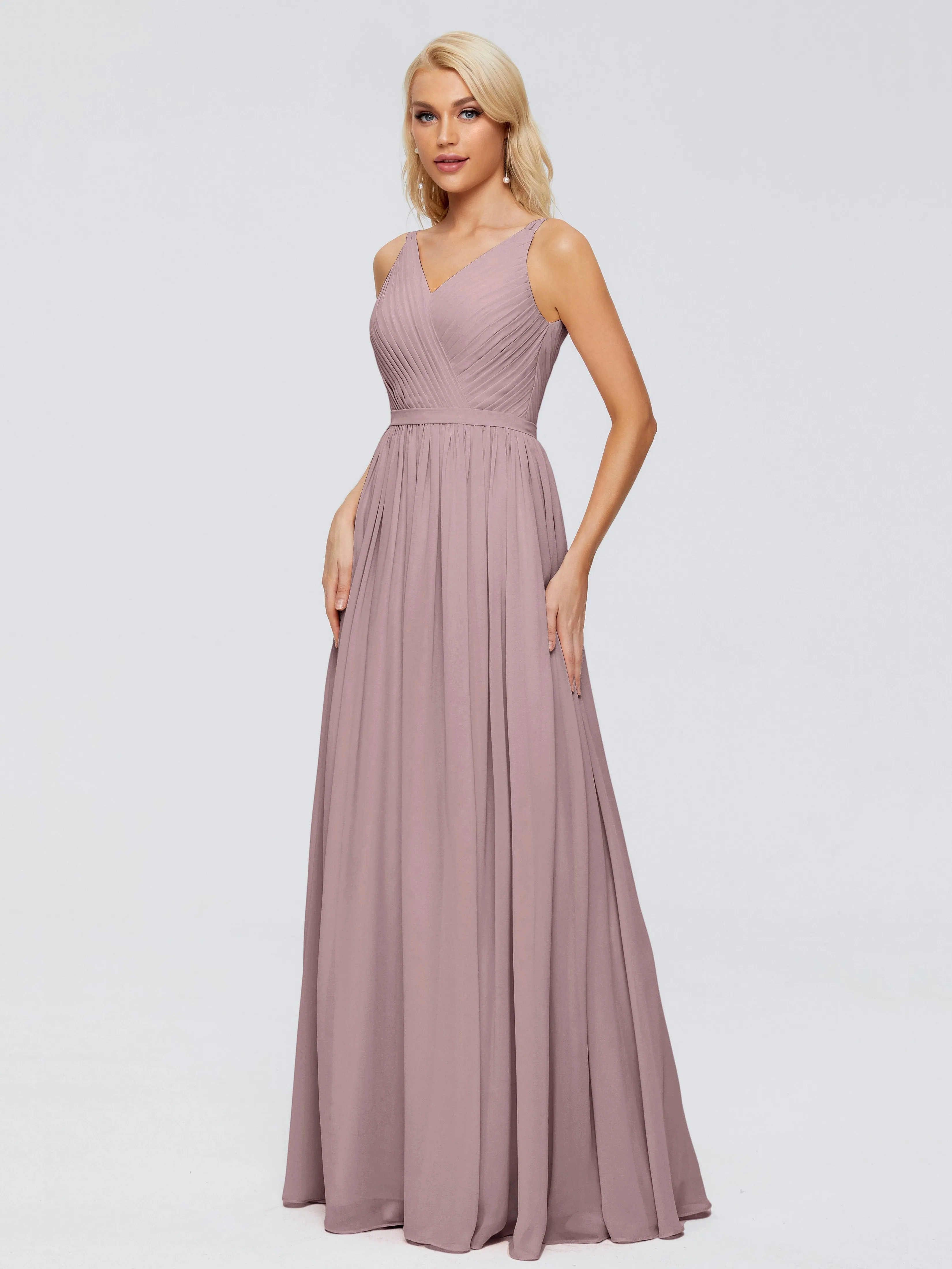 Morgan V Neck Charming Chiffon Bridesmaid Dresses