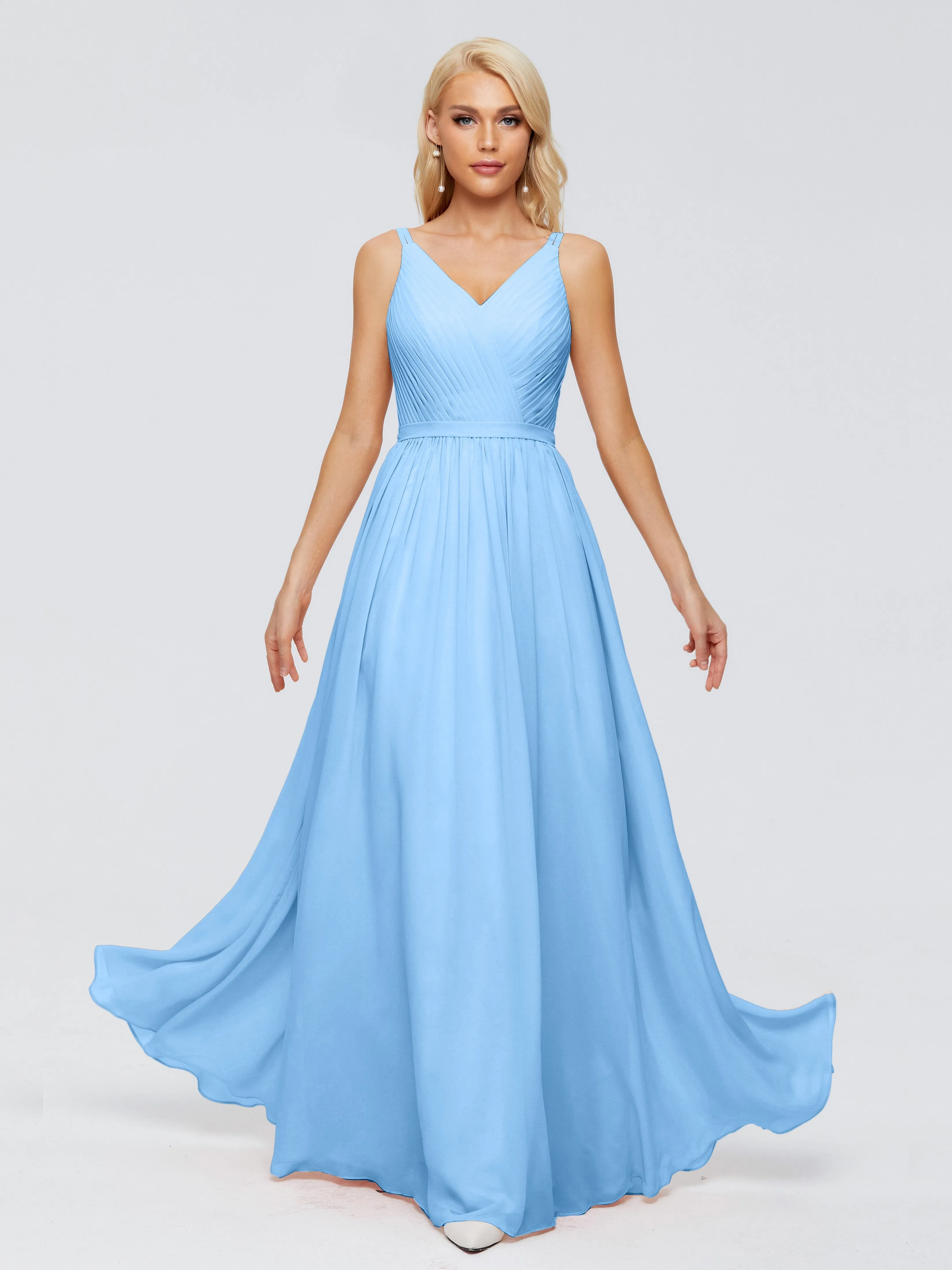 Morgan V Neck Charming Chiffon Bridesmaid Dresses