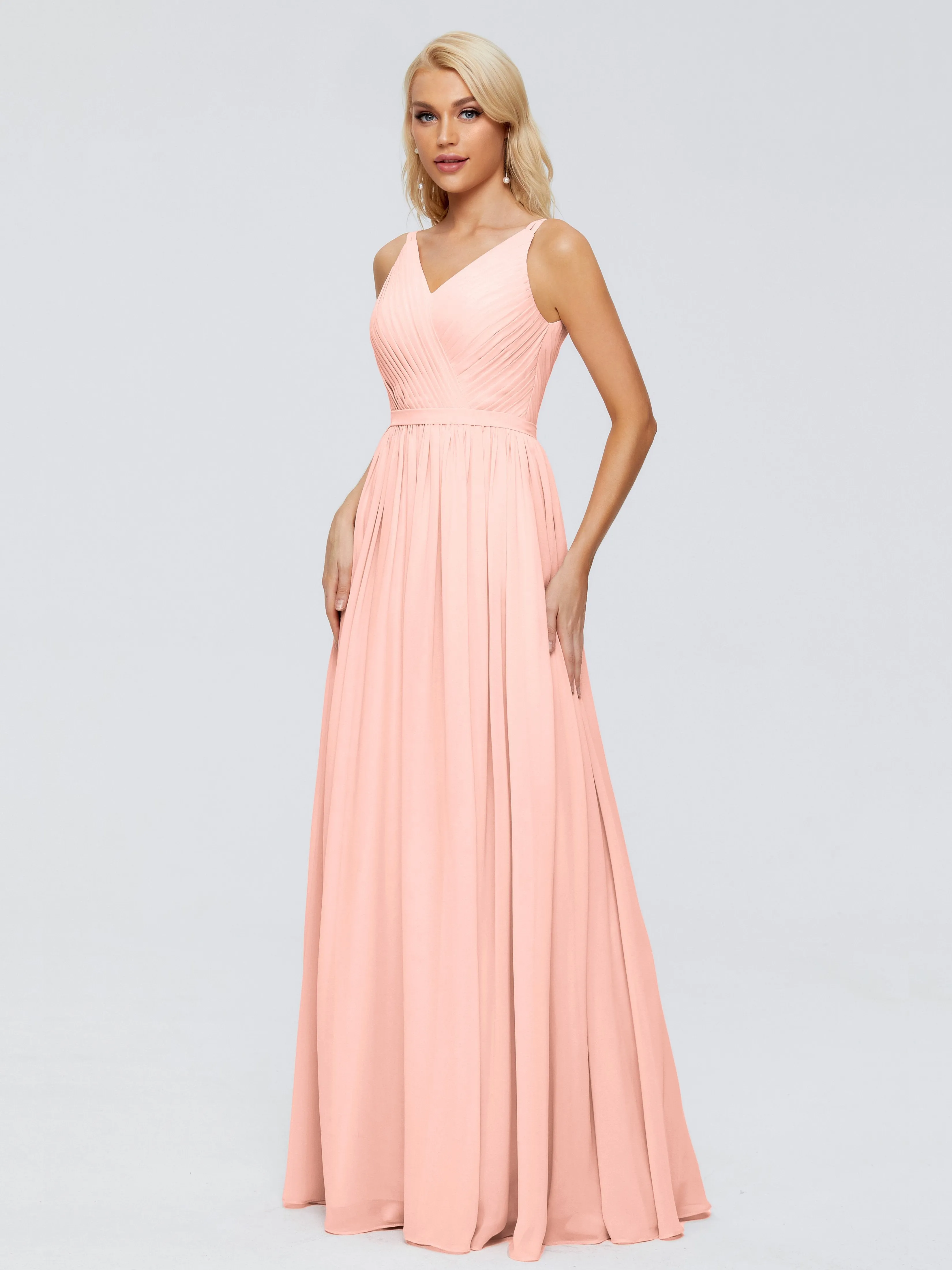 Morgan V Neck Charming Chiffon Bridesmaid Dresses