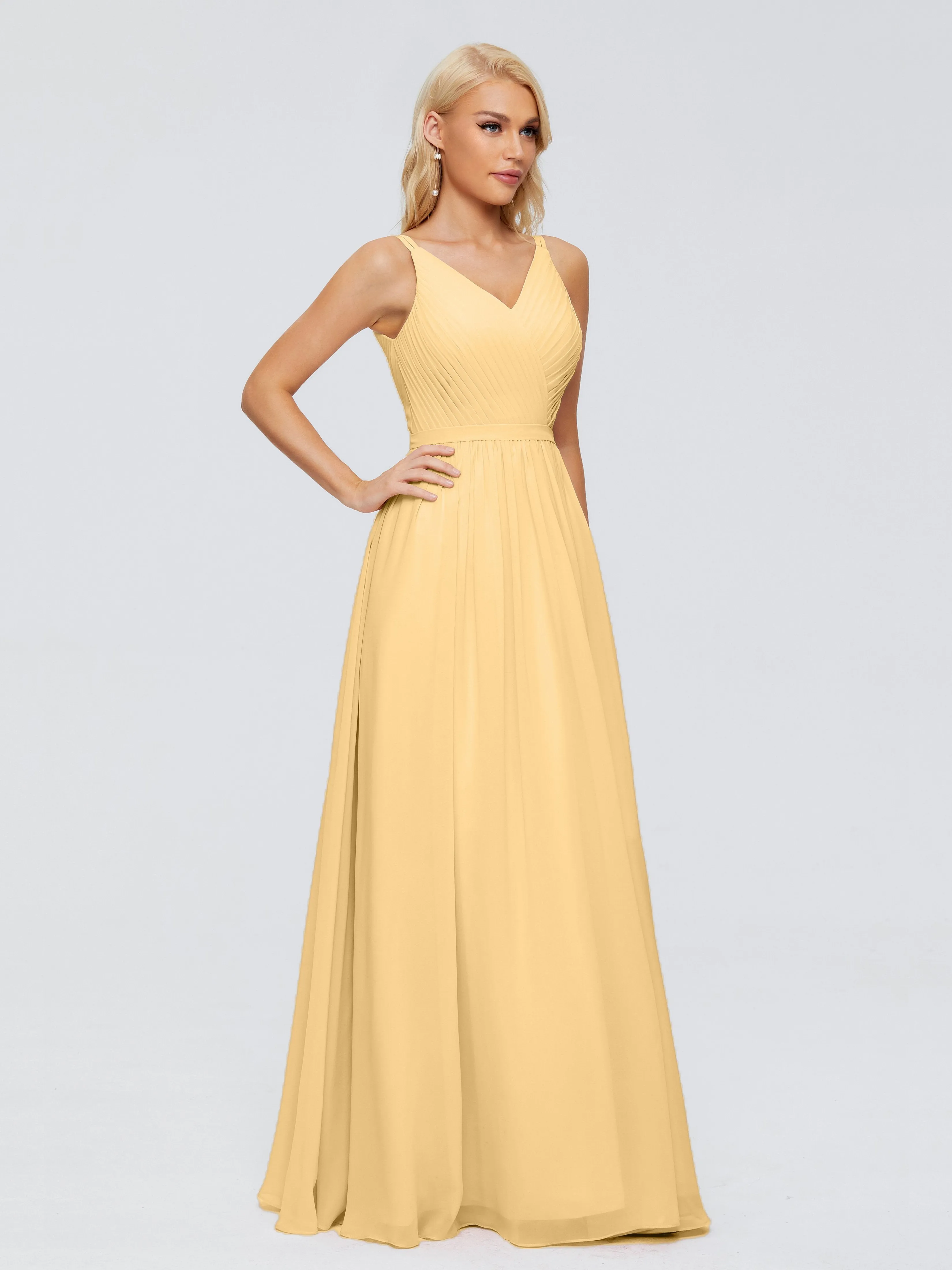 Morgan V Neck Charming Chiffon Bridesmaid Dresses