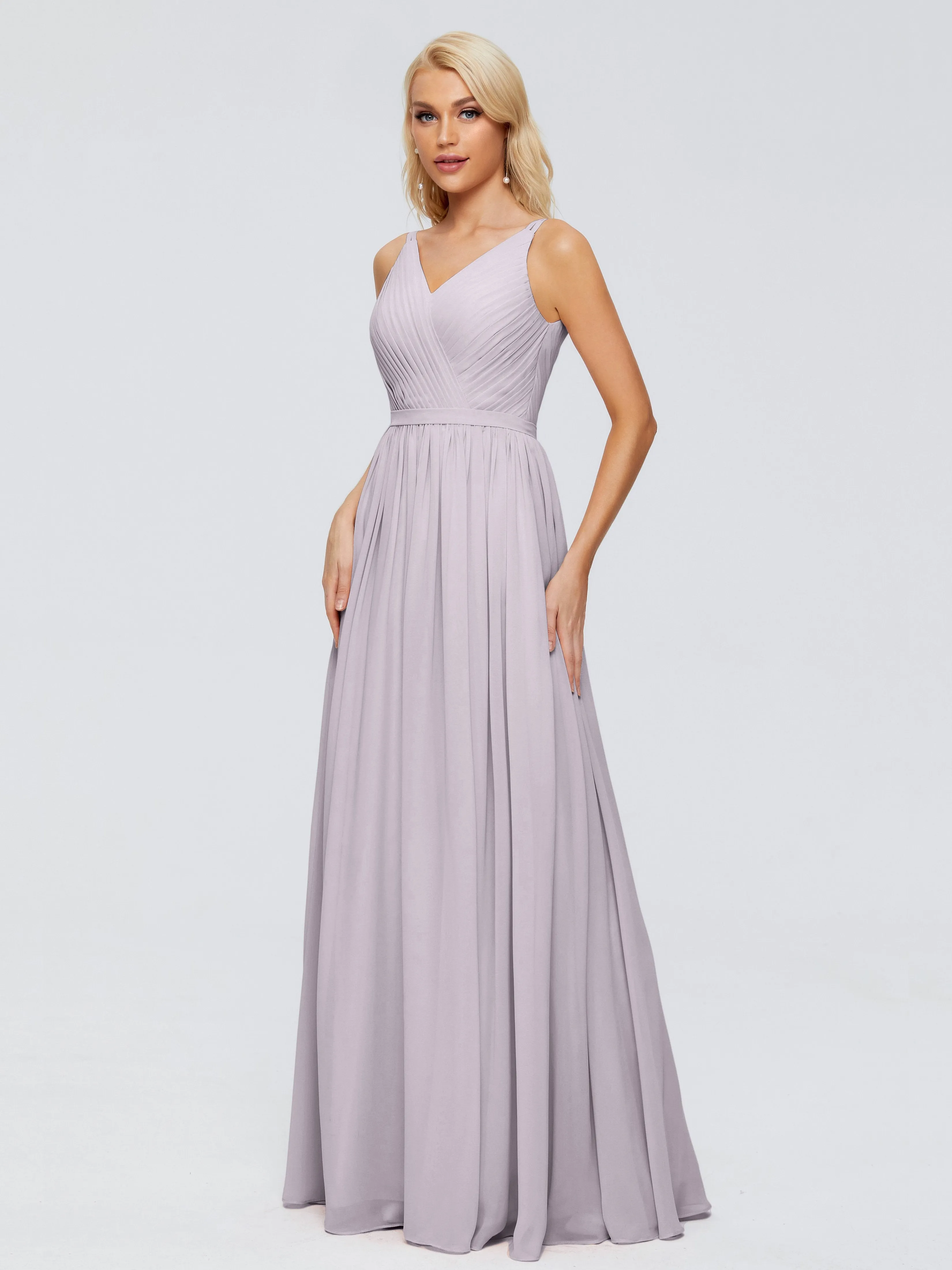 Morgan V Neck Charming Chiffon Bridesmaid Dresses