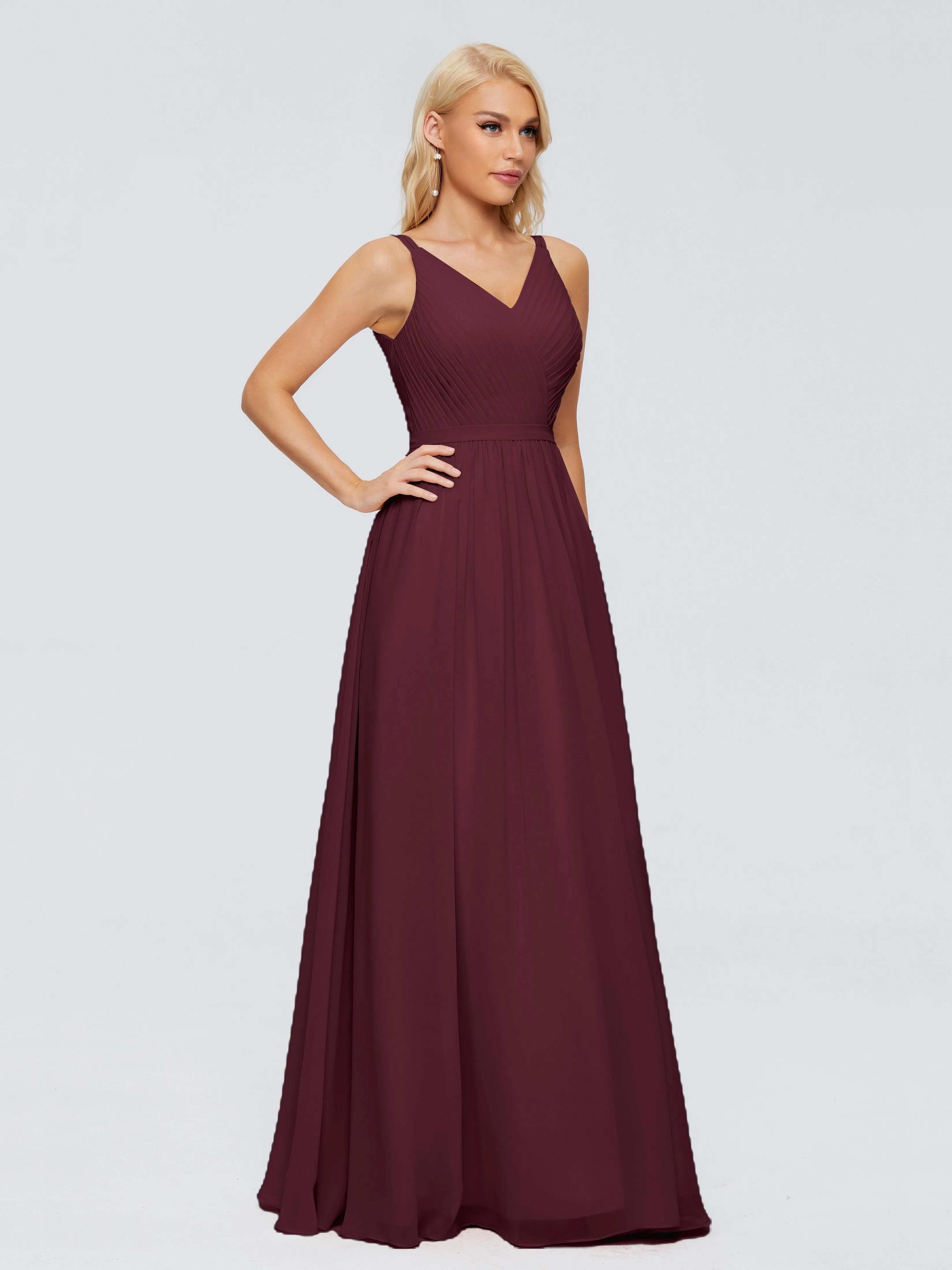 Morgan V Neck Charming Chiffon Bridesmaid Dresses