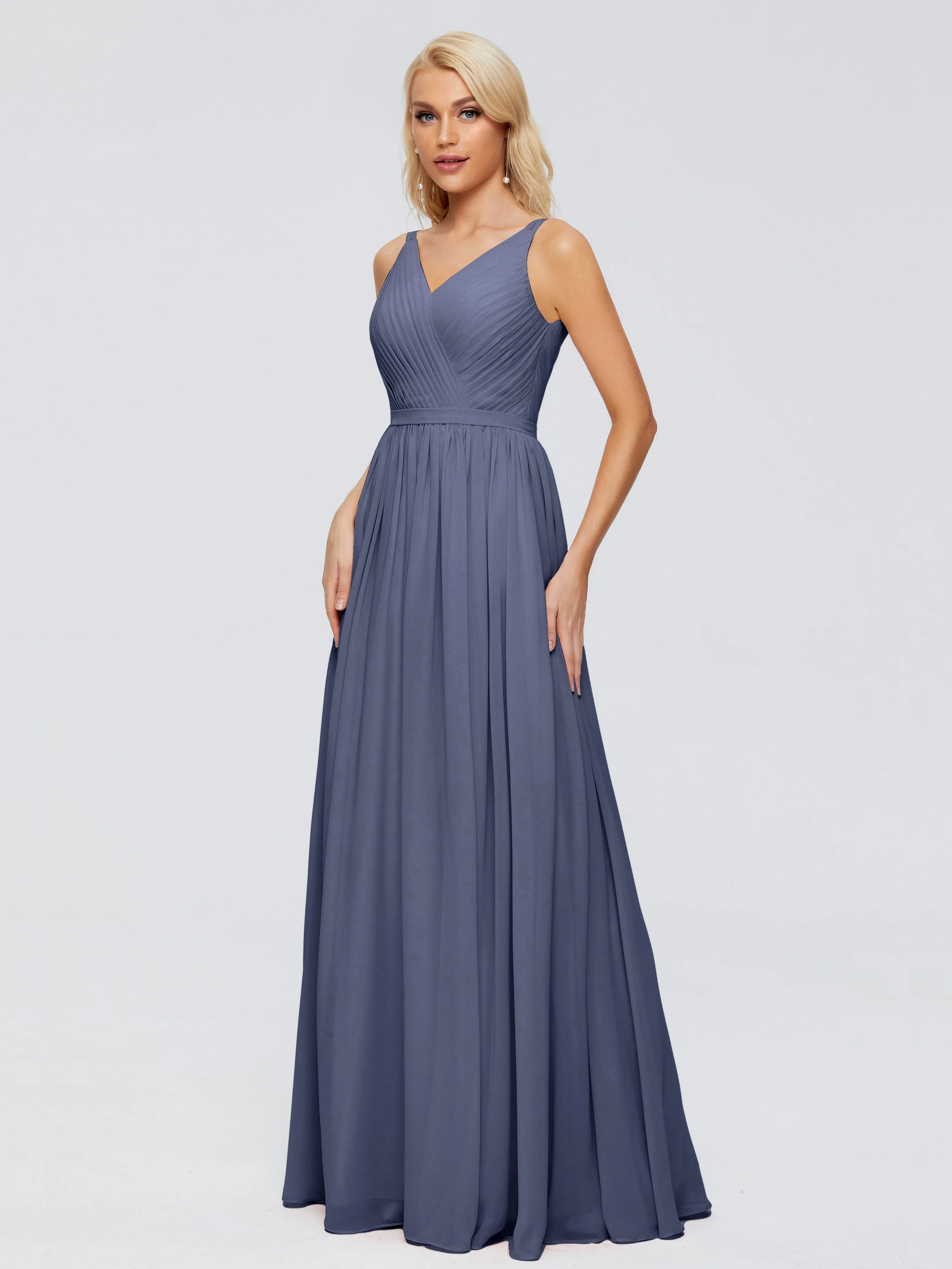 Morgan V Neck Charming Chiffon Bridesmaid Dresses