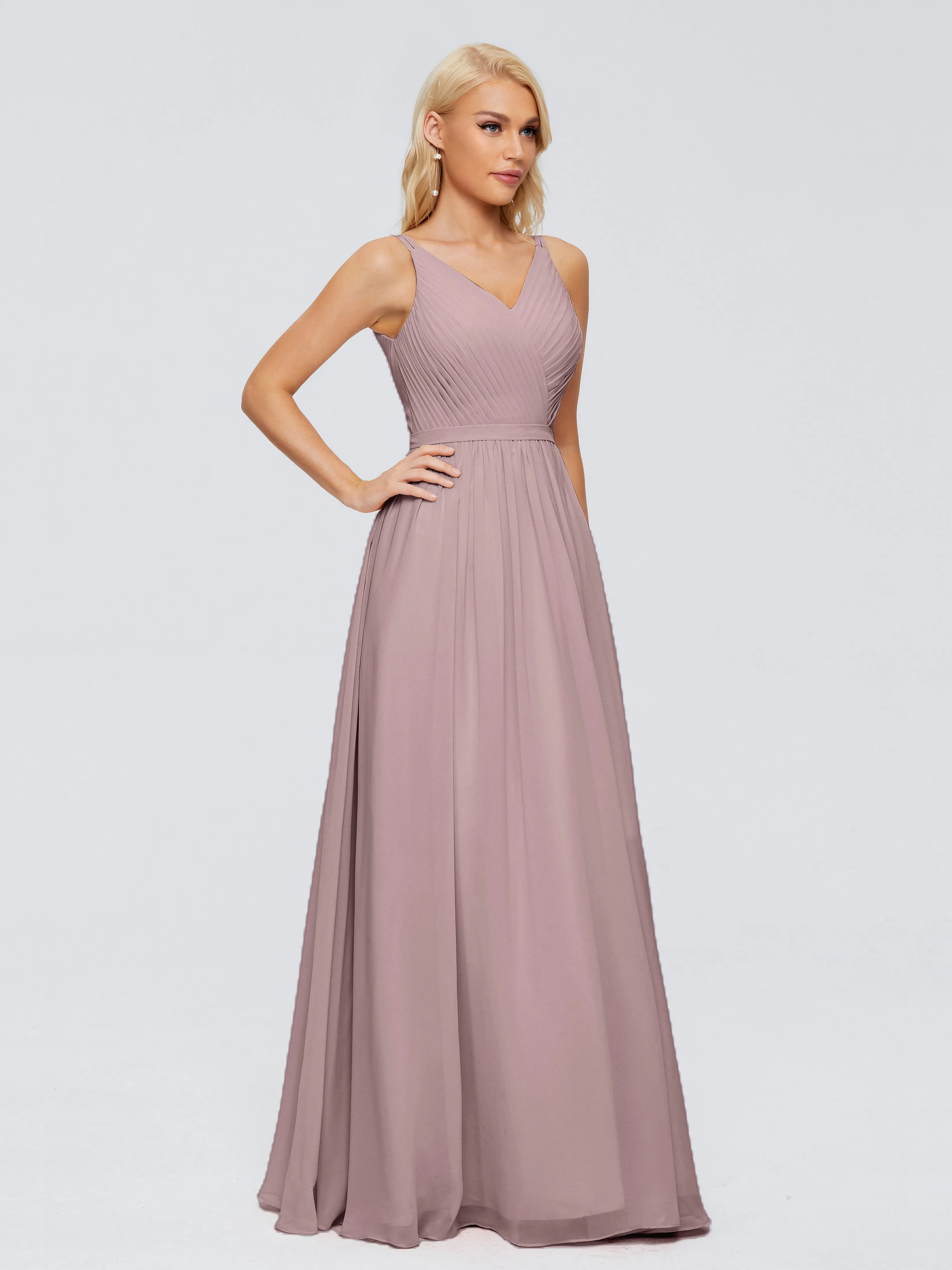 Morgan V Neck Charming Chiffon Bridesmaid Dresses