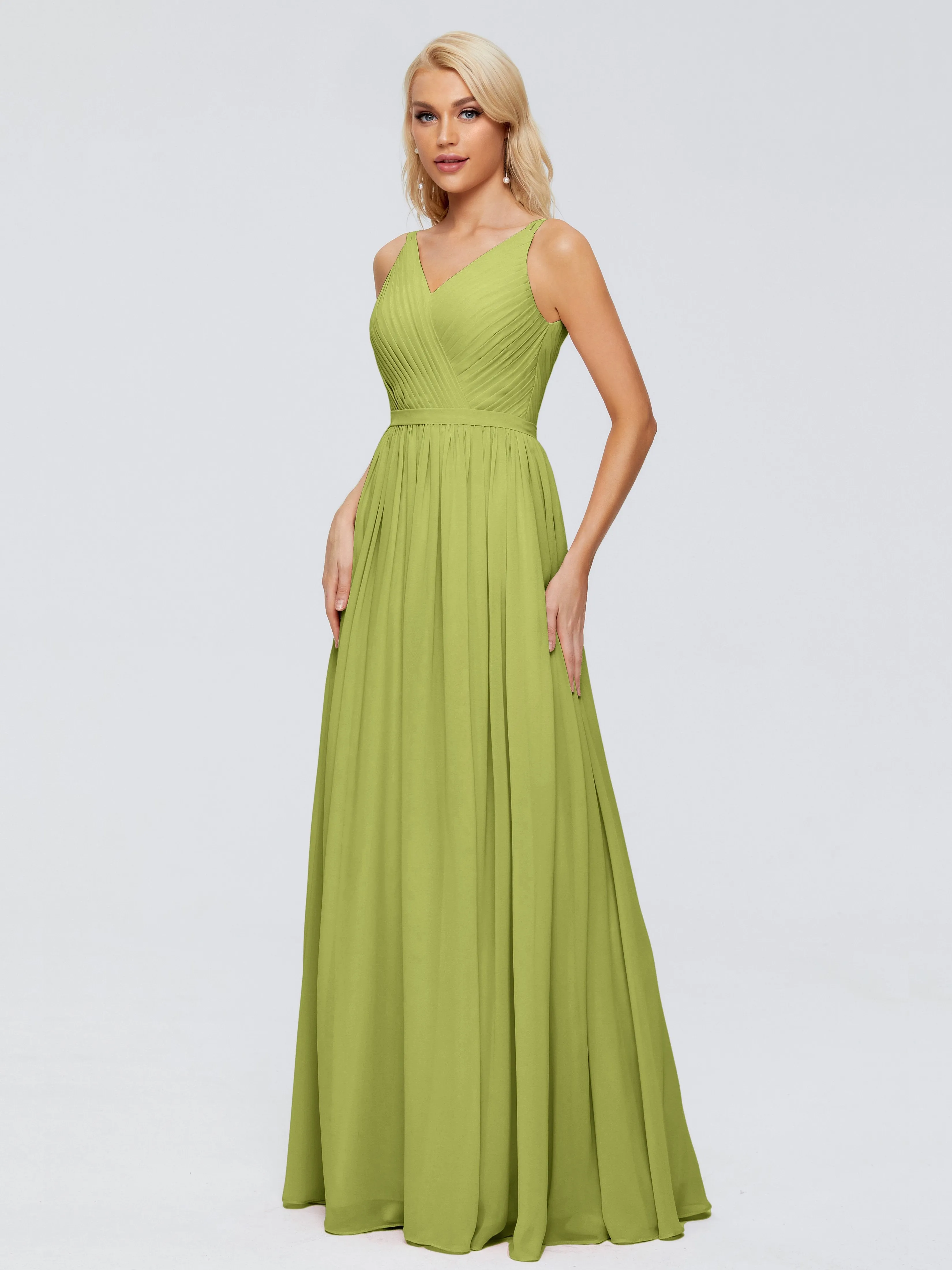 Morgan V Neck Charming Chiffon Bridesmaid Dresses