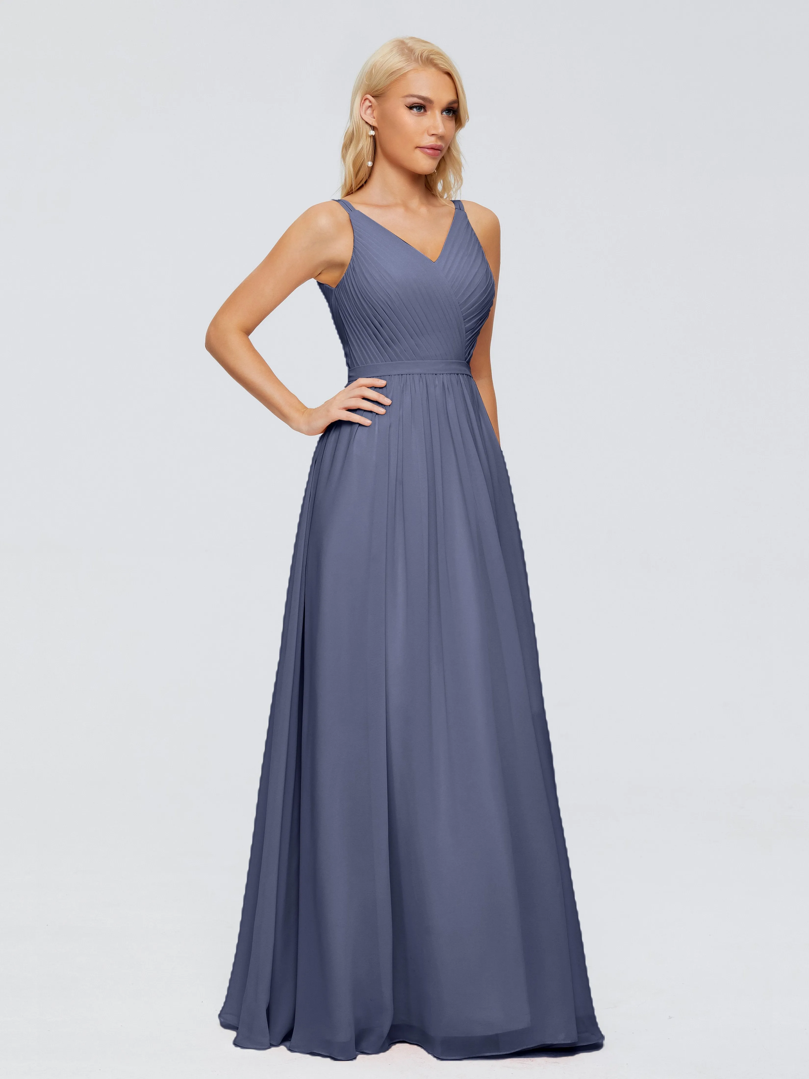 Morgan V Neck Charming Chiffon Bridesmaid Dresses