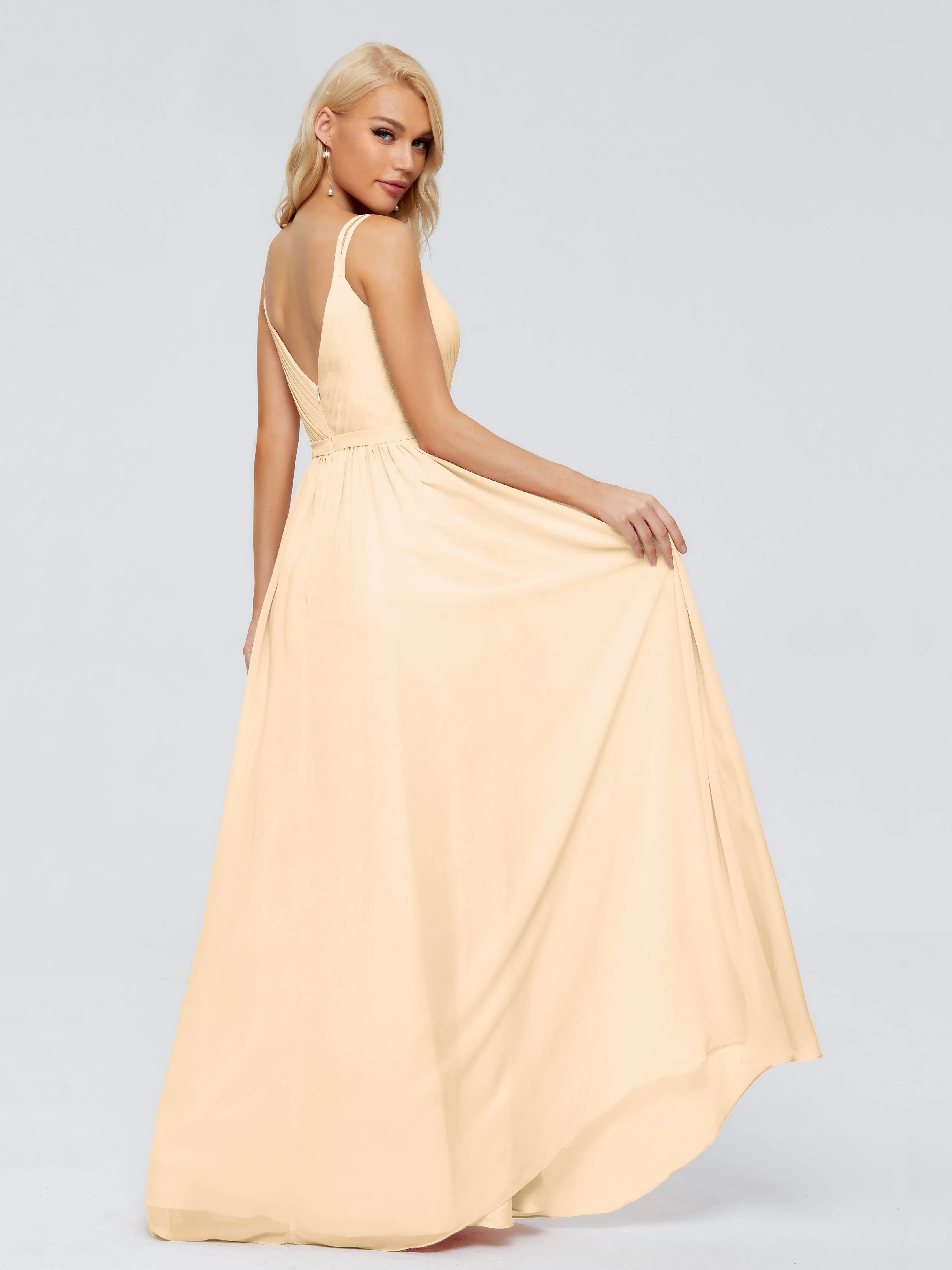 Morgan V Neck Charming Chiffon Bridesmaid Dresses