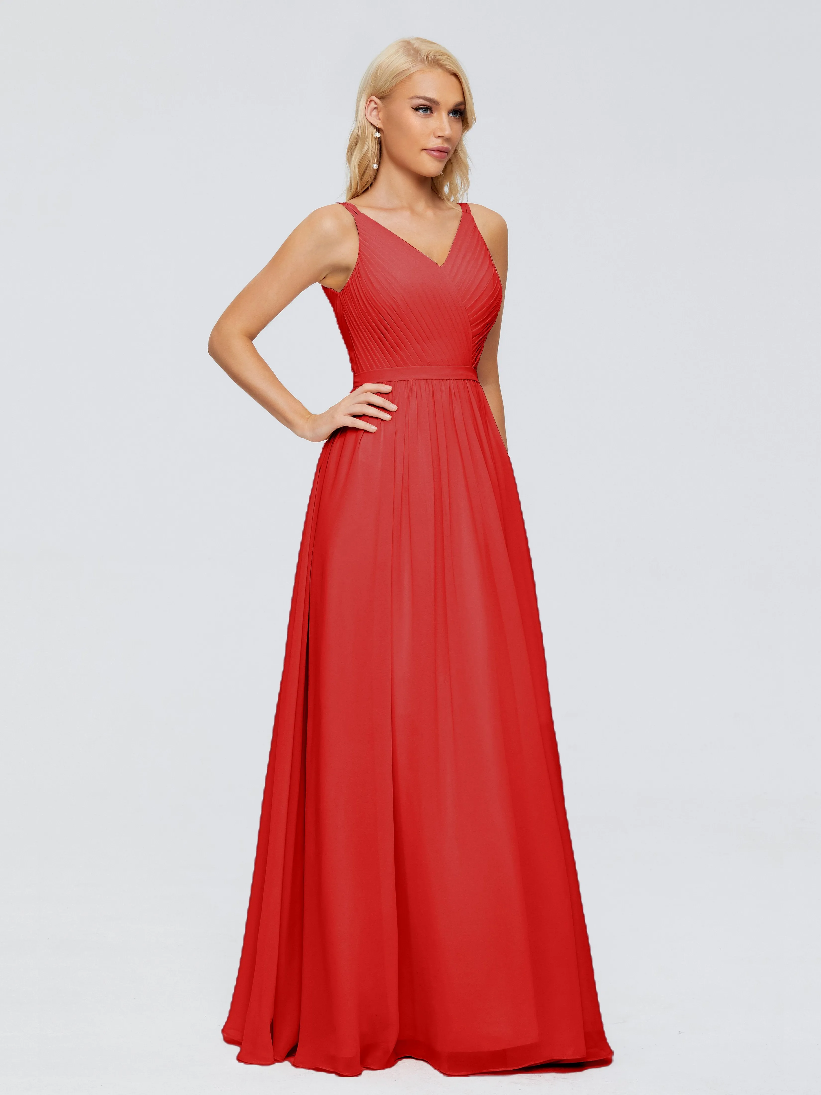 Morgan V Neck Charming Chiffon Bridesmaid Dresses