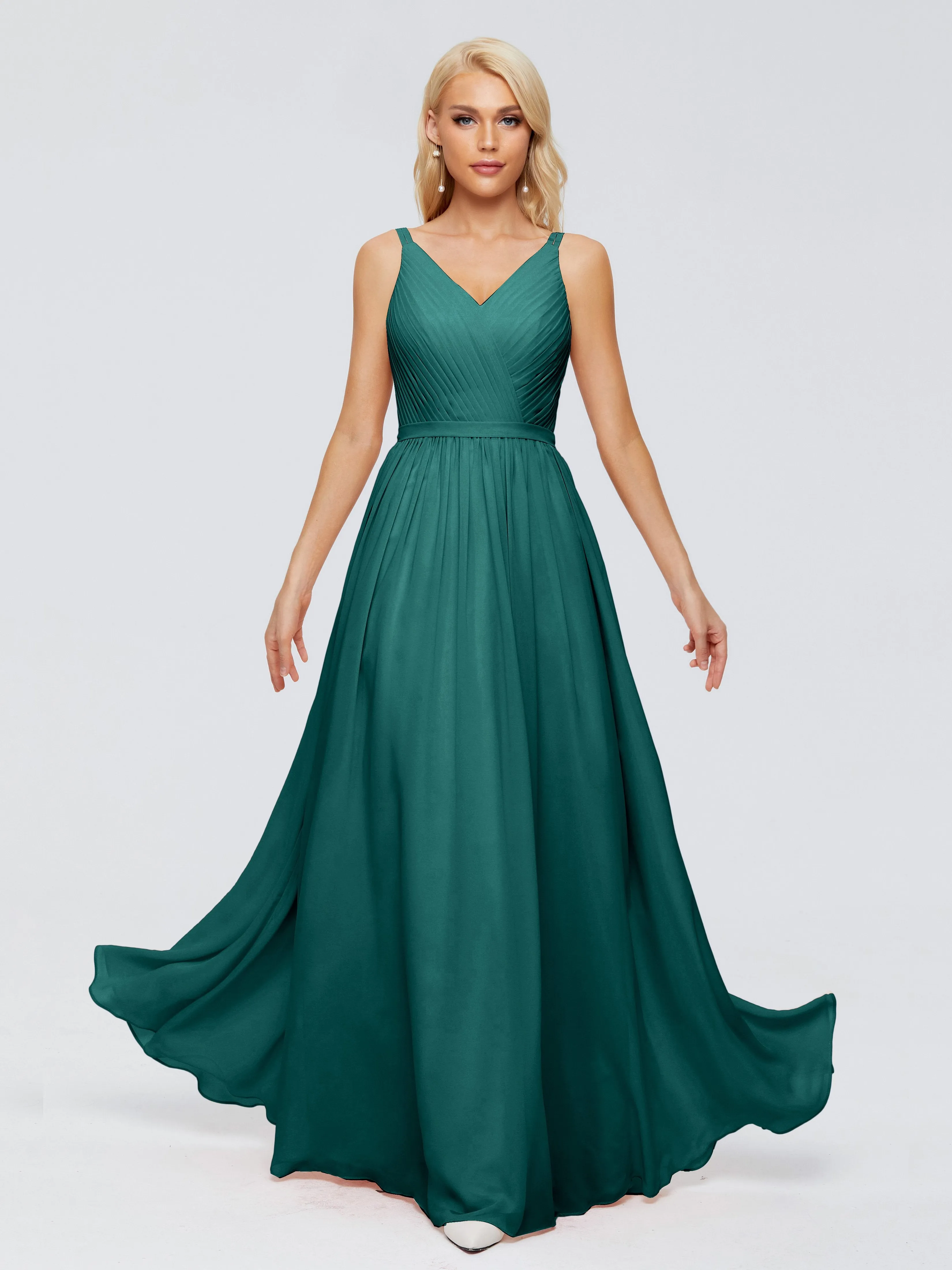 Morgan V Neck Charming Chiffon Bridesmaid Dresses