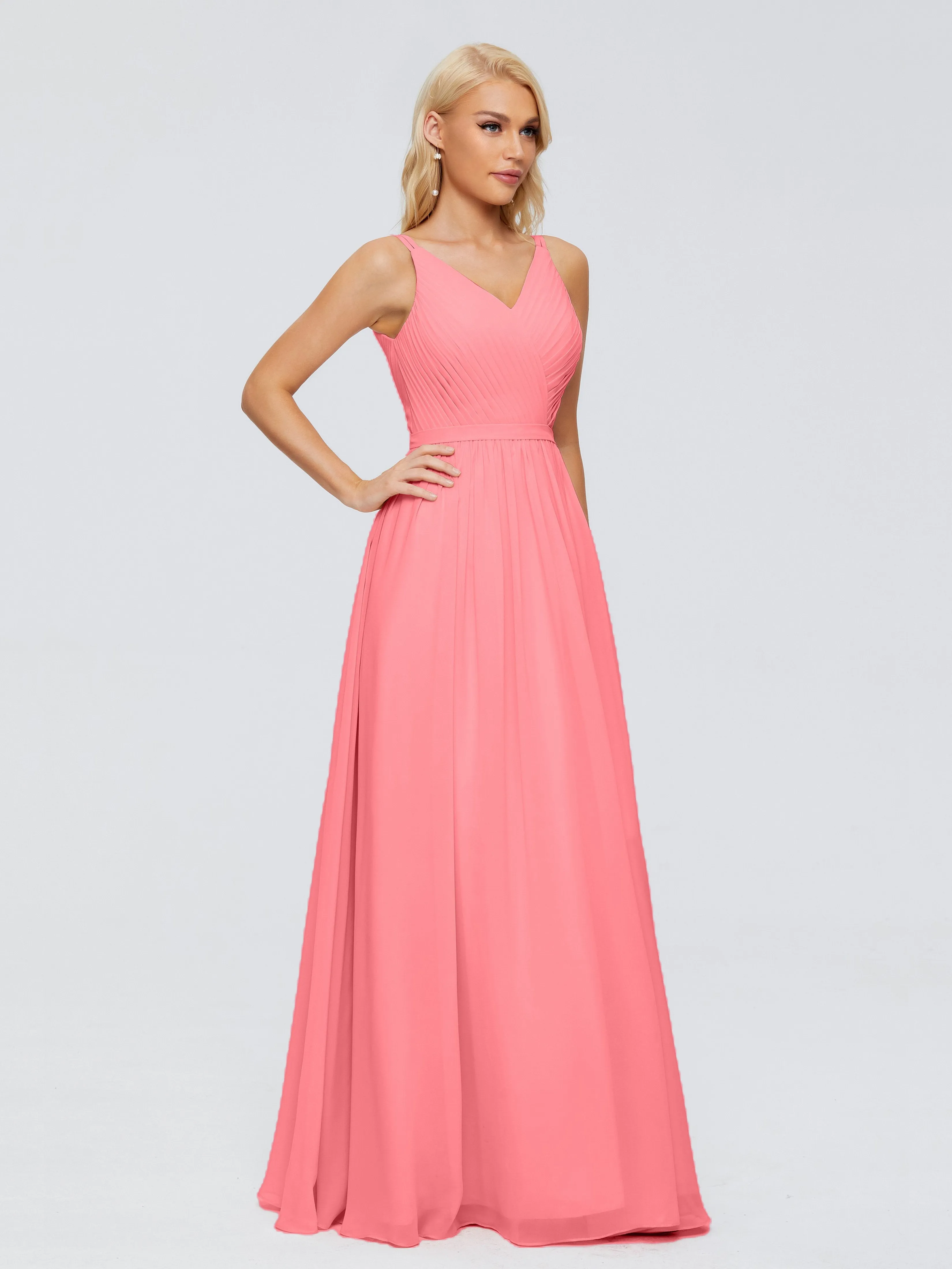 Morgan V Neck Charming Chiffon Bridesmaid Dresses