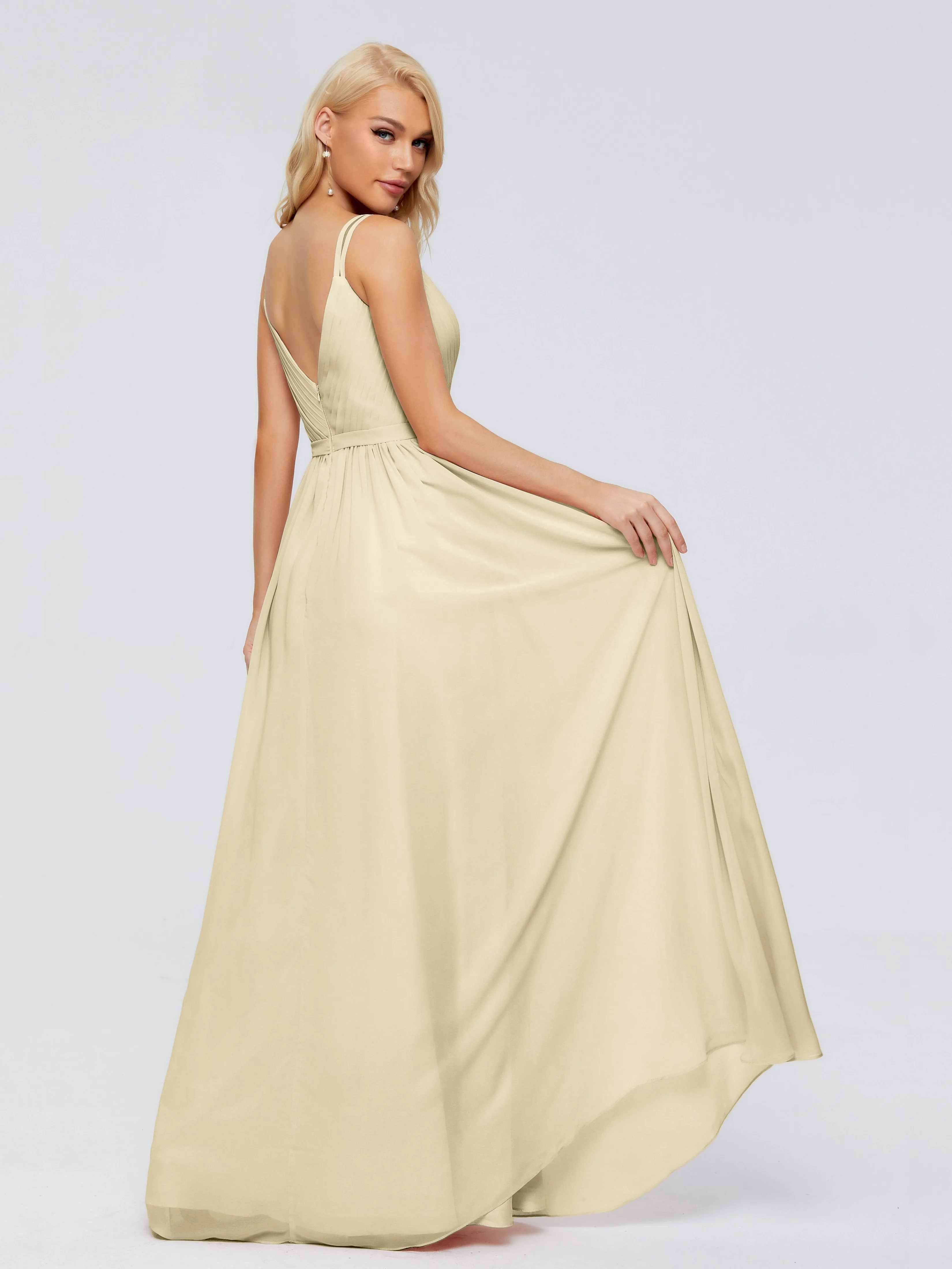 Morgan V Neck Charming Chiffon Bridesmaid Dresses