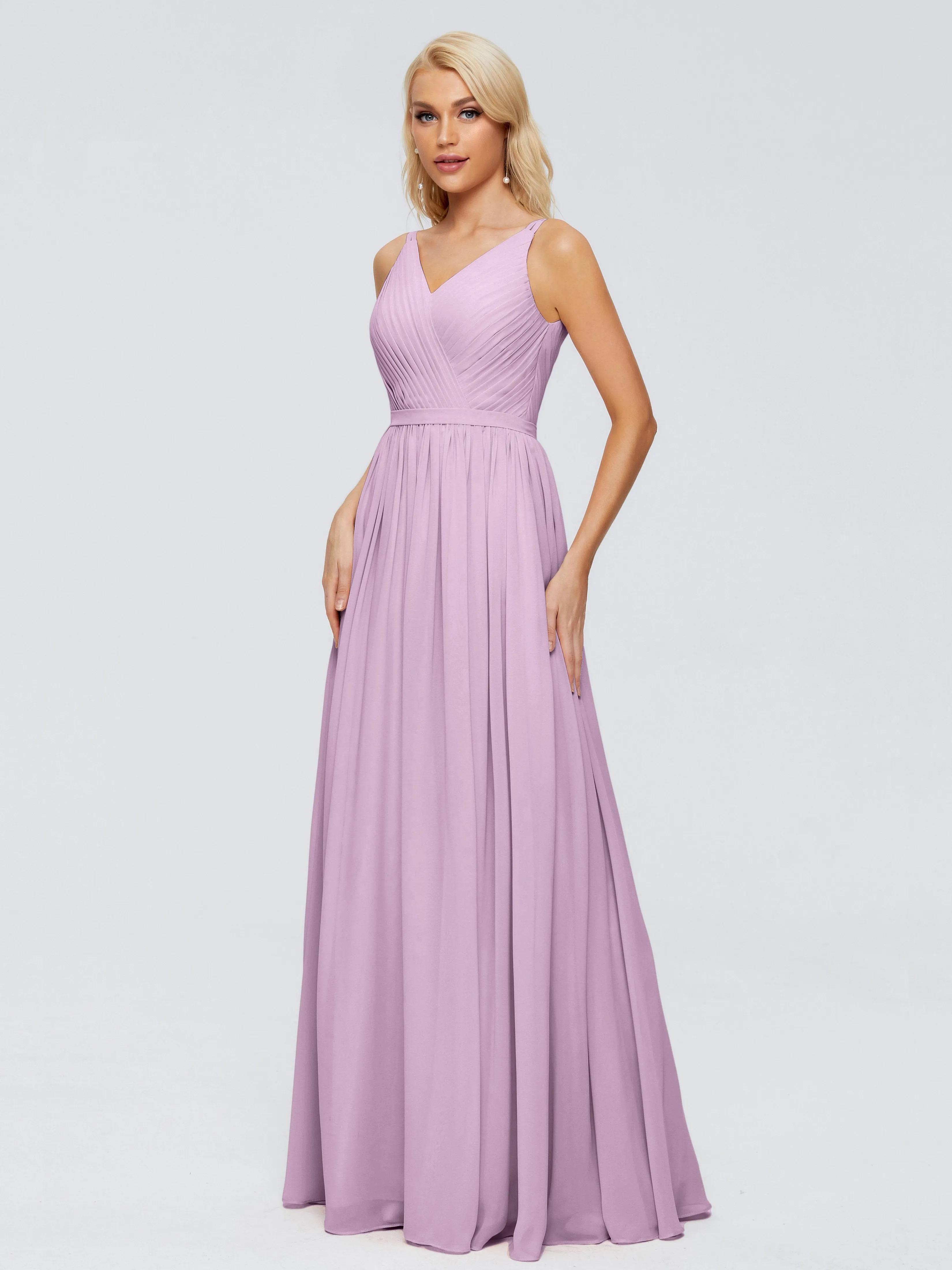 Morgan V Neck Charming Chiffon Bridesmaid Dresses