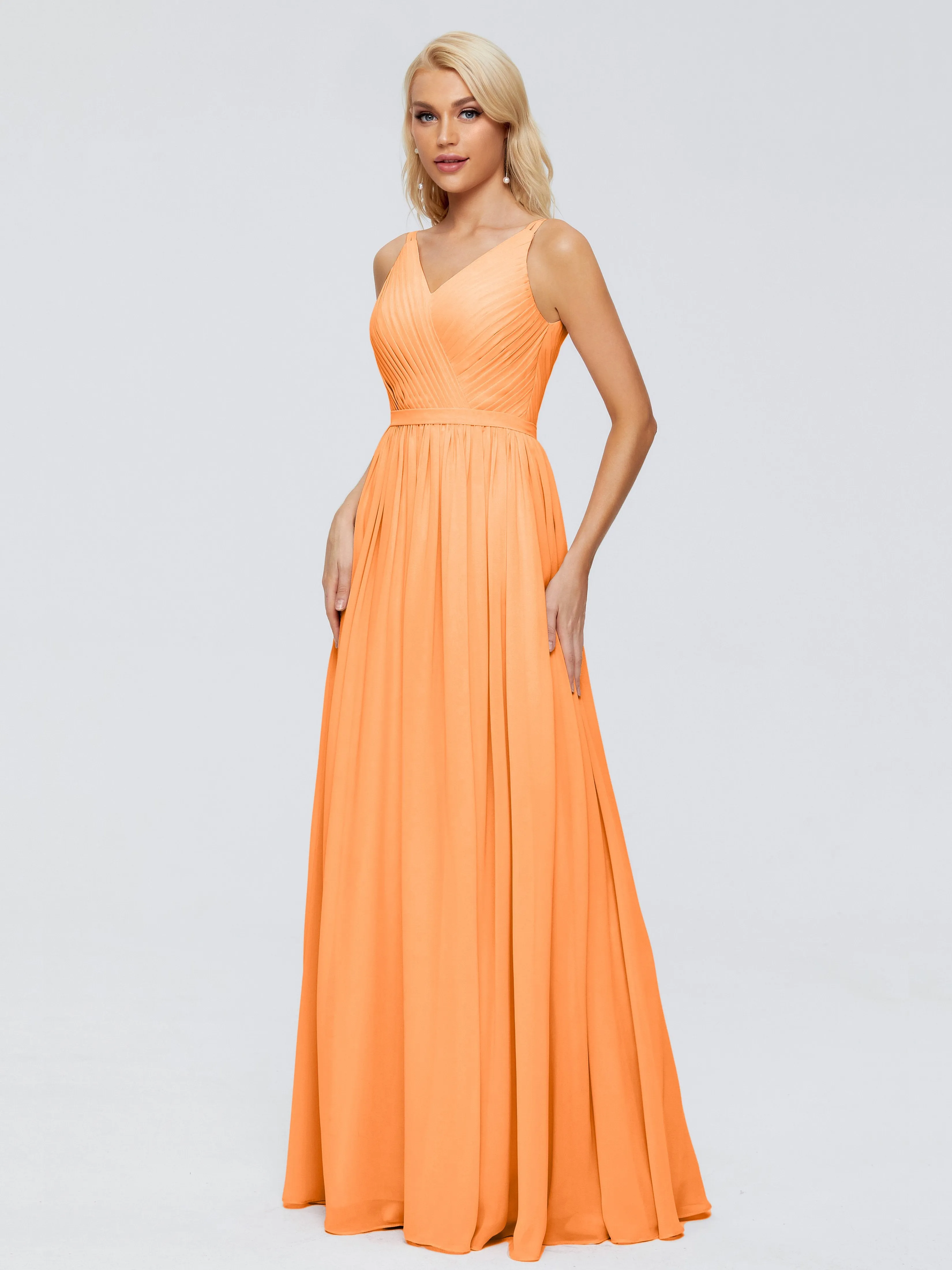 Morgan V Neck Charming Chiffon Bridesmaid Dresses