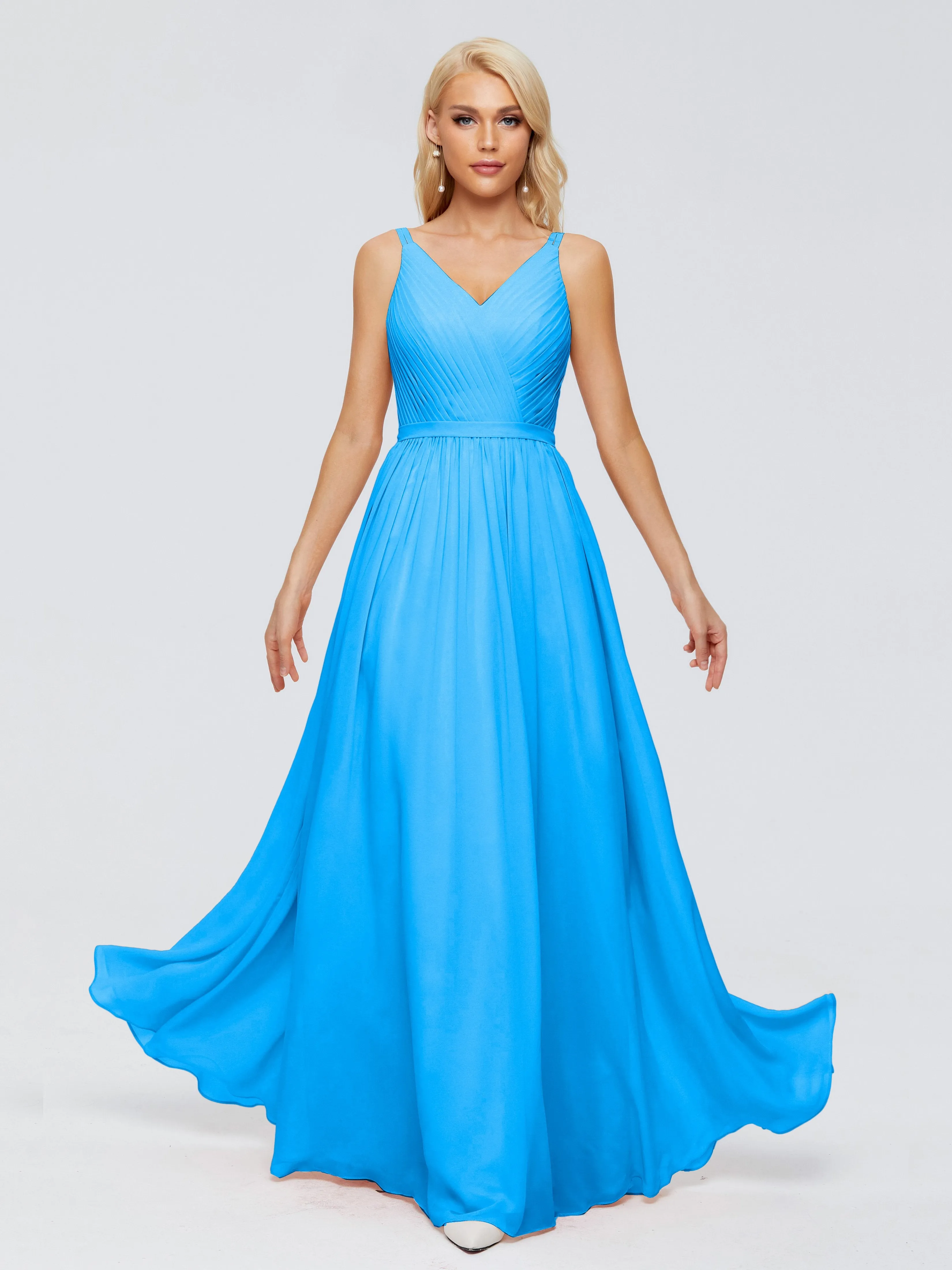 Morgan V Neck Charming Chiffon Bridesmaid Dresses