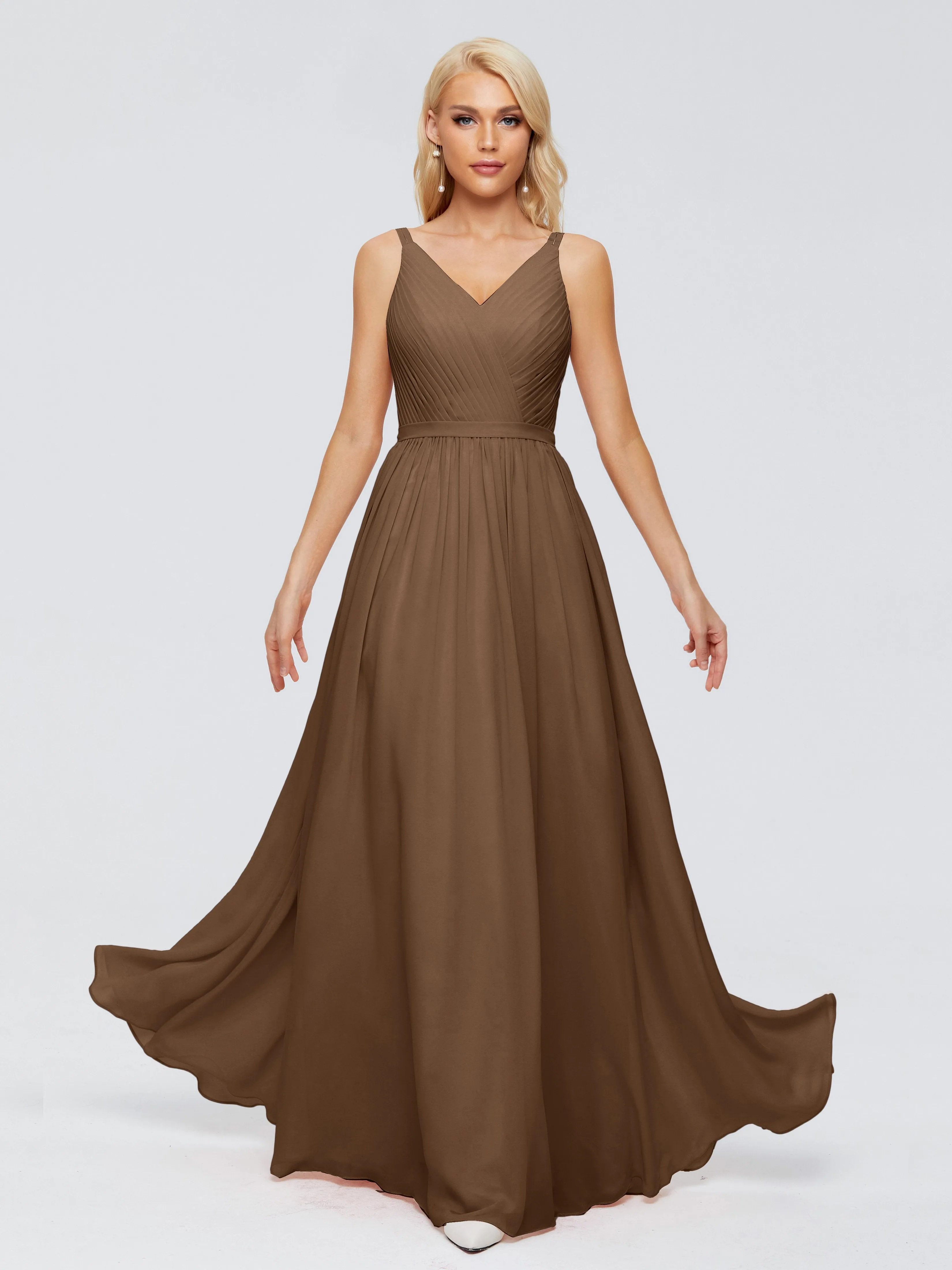 Morgan V Neck Charming Chiffon Bridesmaid Dresses