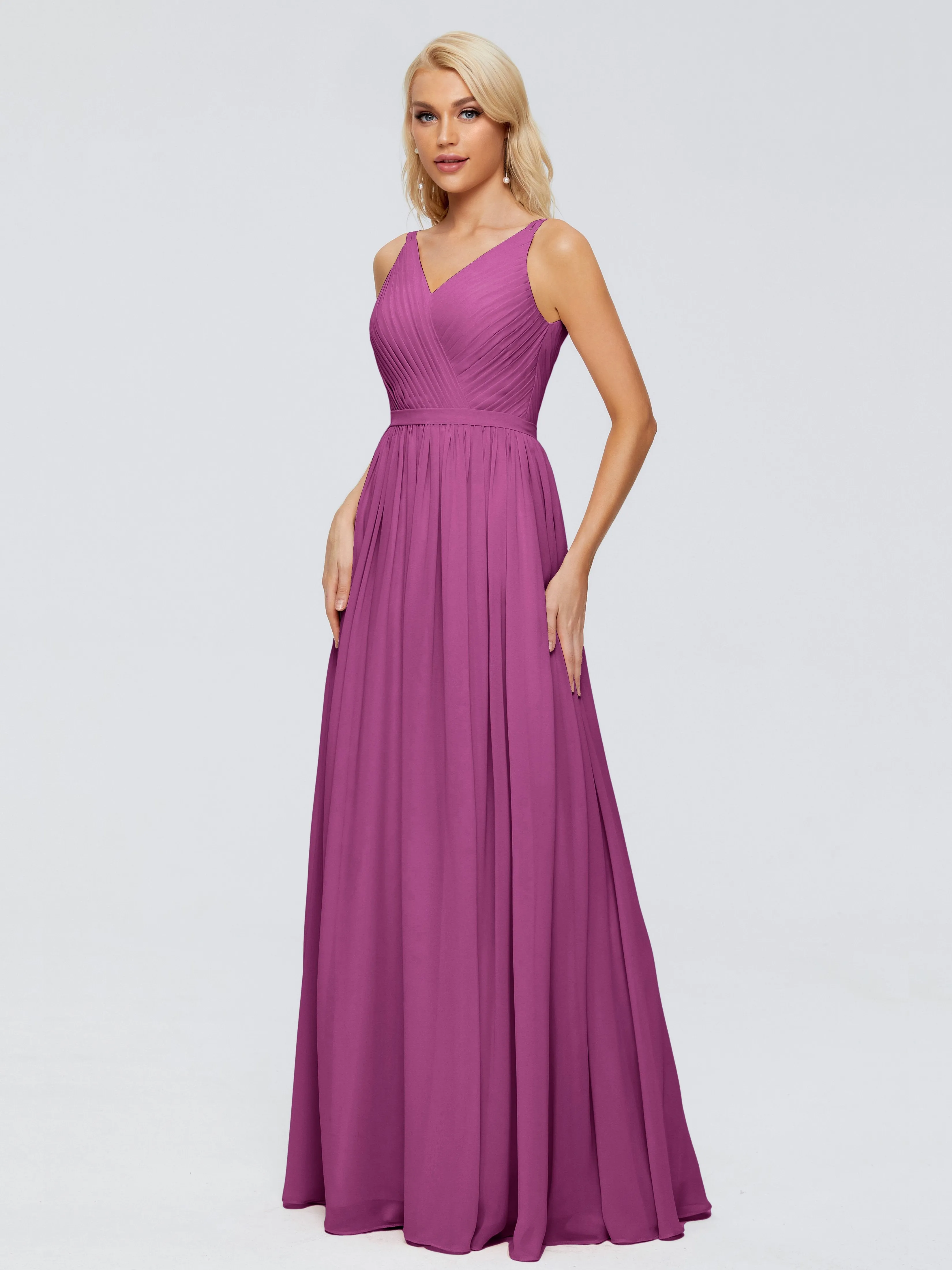 Morgan V Neck Charming Chiffon Bridesmaid Dresses