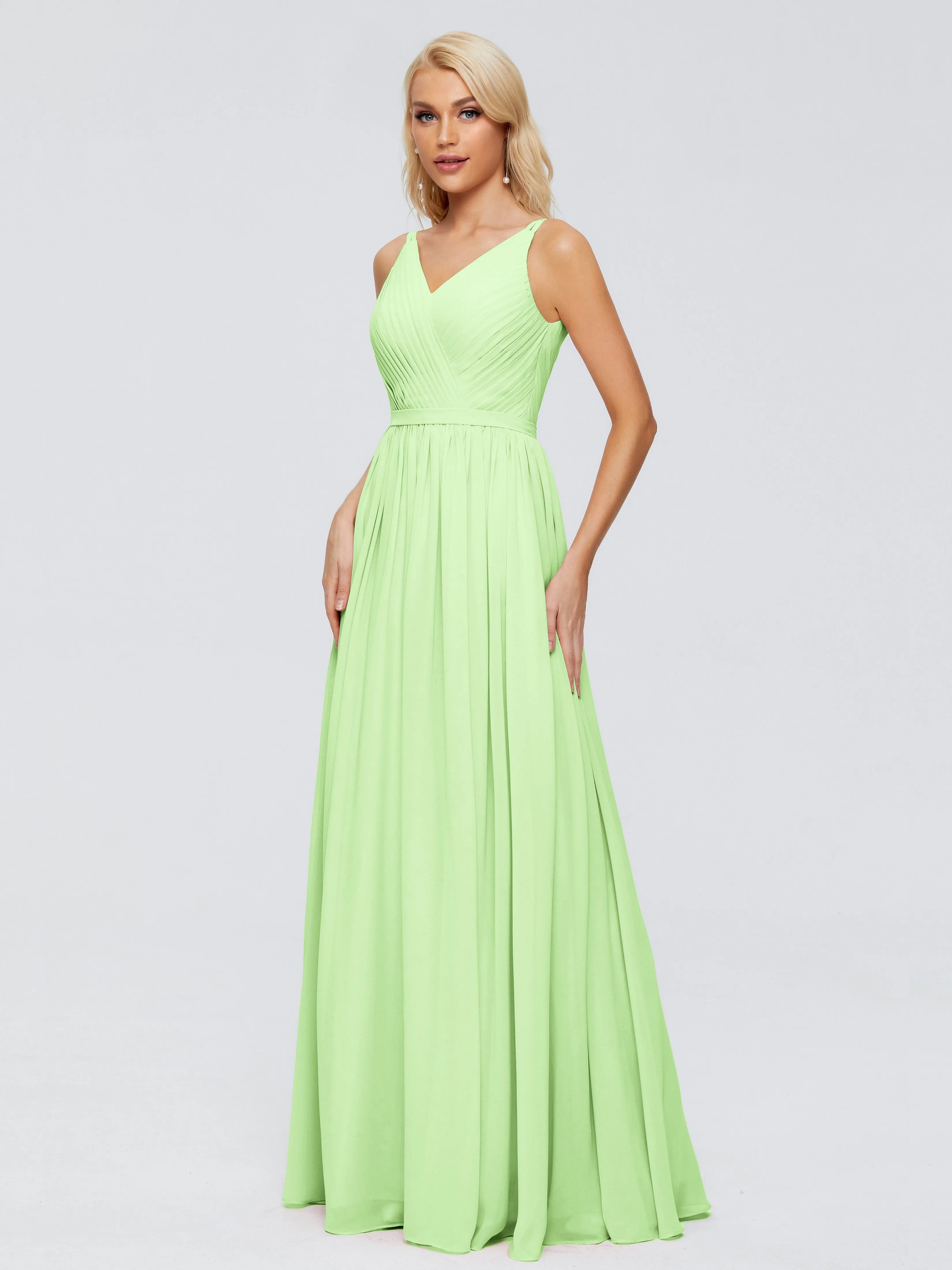 Morgan V Neck Charming Chiffon Bridesmaid Dresses