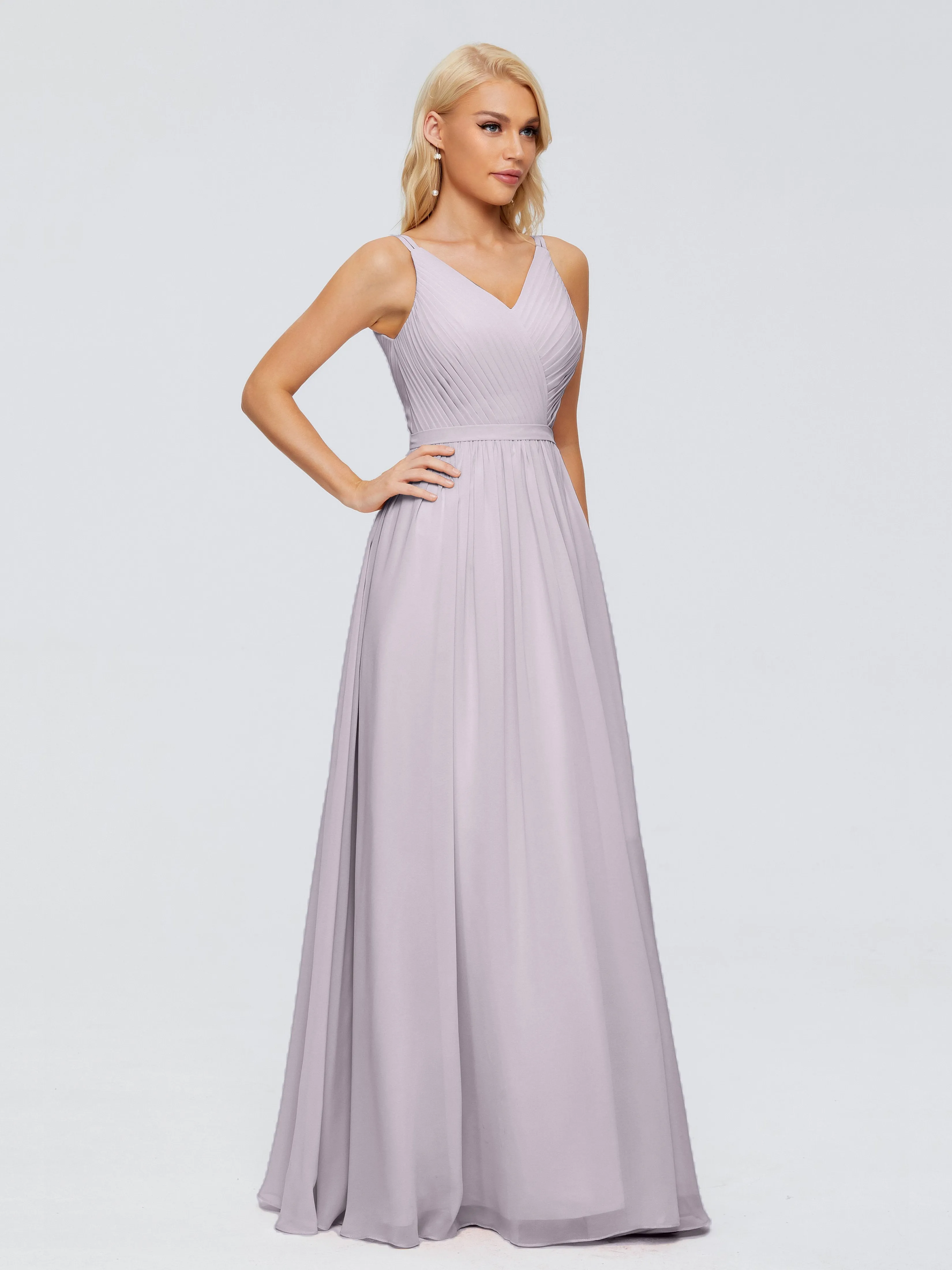 Morgan V Neck Charming Chiffon Bridesmaid Dresses