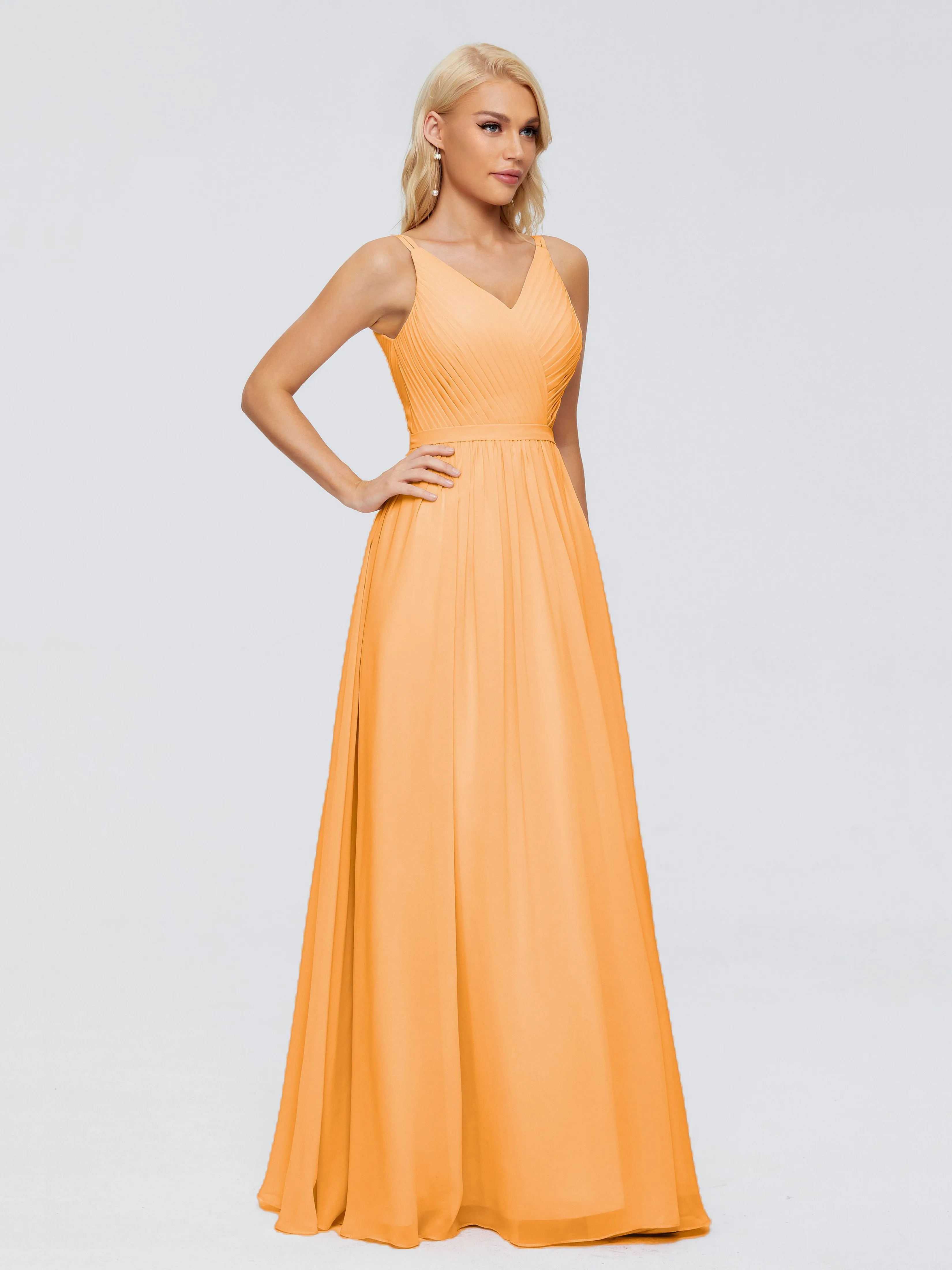 Morgan V Neck Charming Chiffon Bridesmaid Dresses