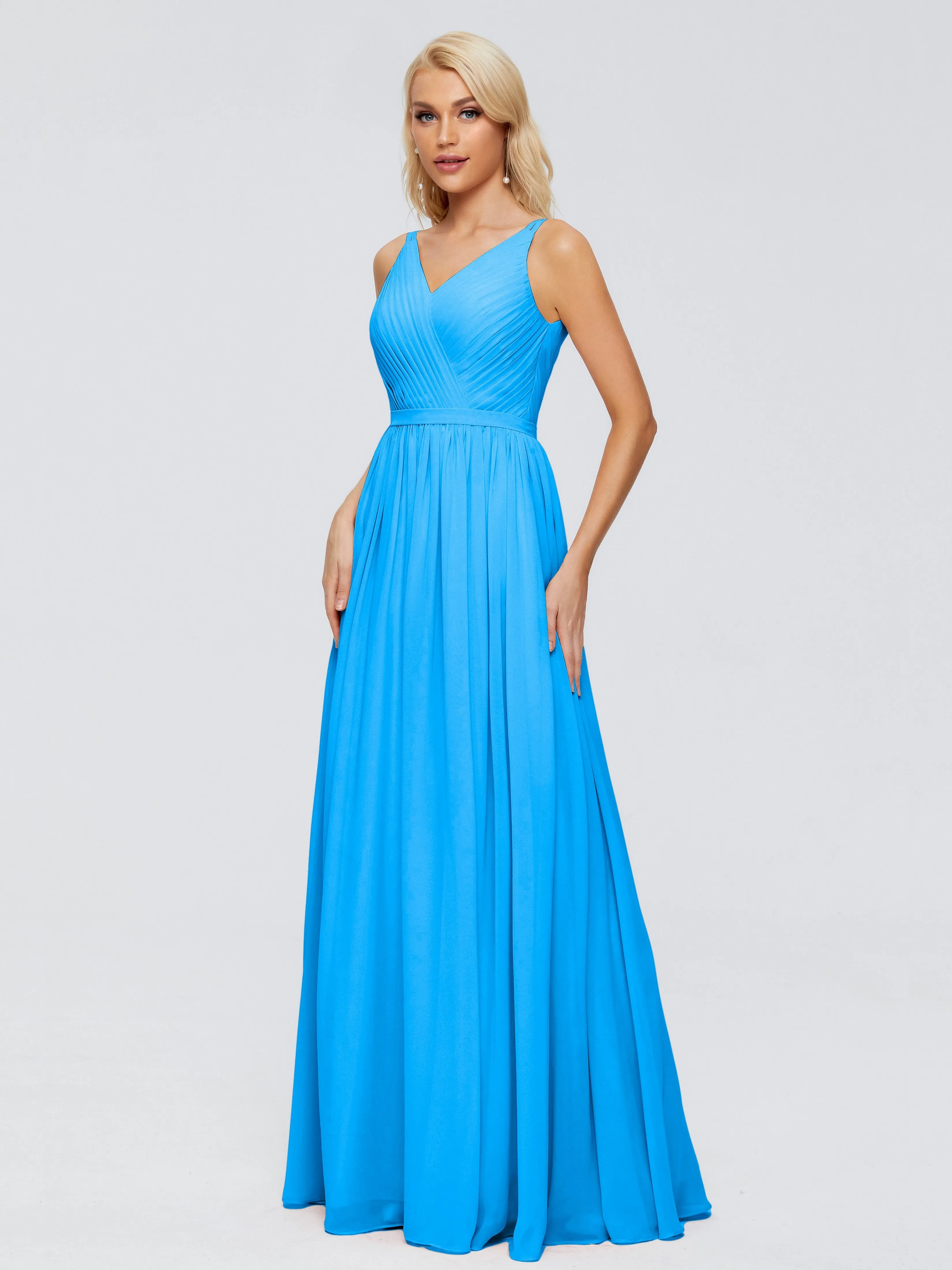 Morgan V Neck Charming Chiffon Bridesmaid Dresses