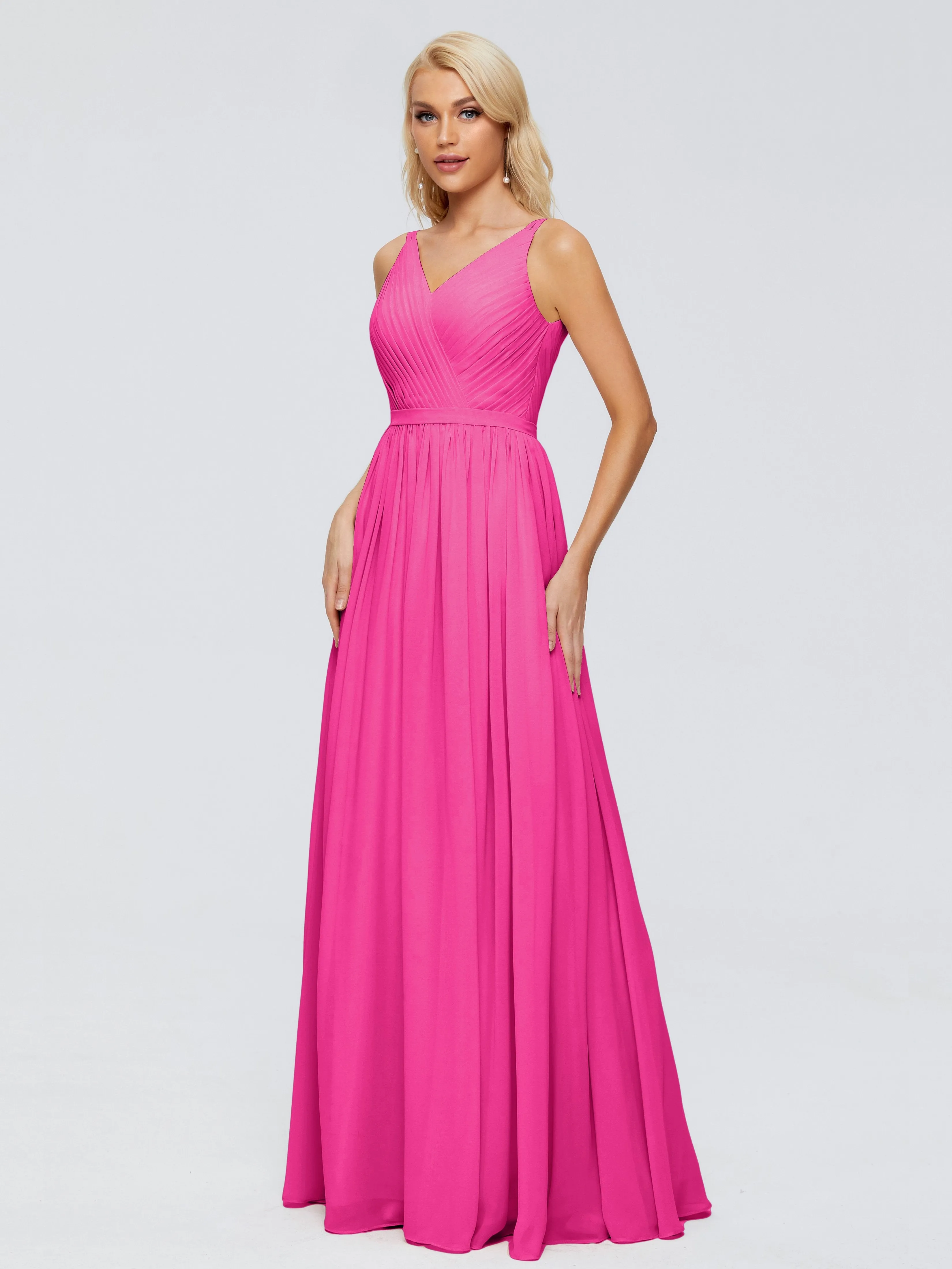 Morgan V Neck Charming Chiffon Bridesmaid Dresses