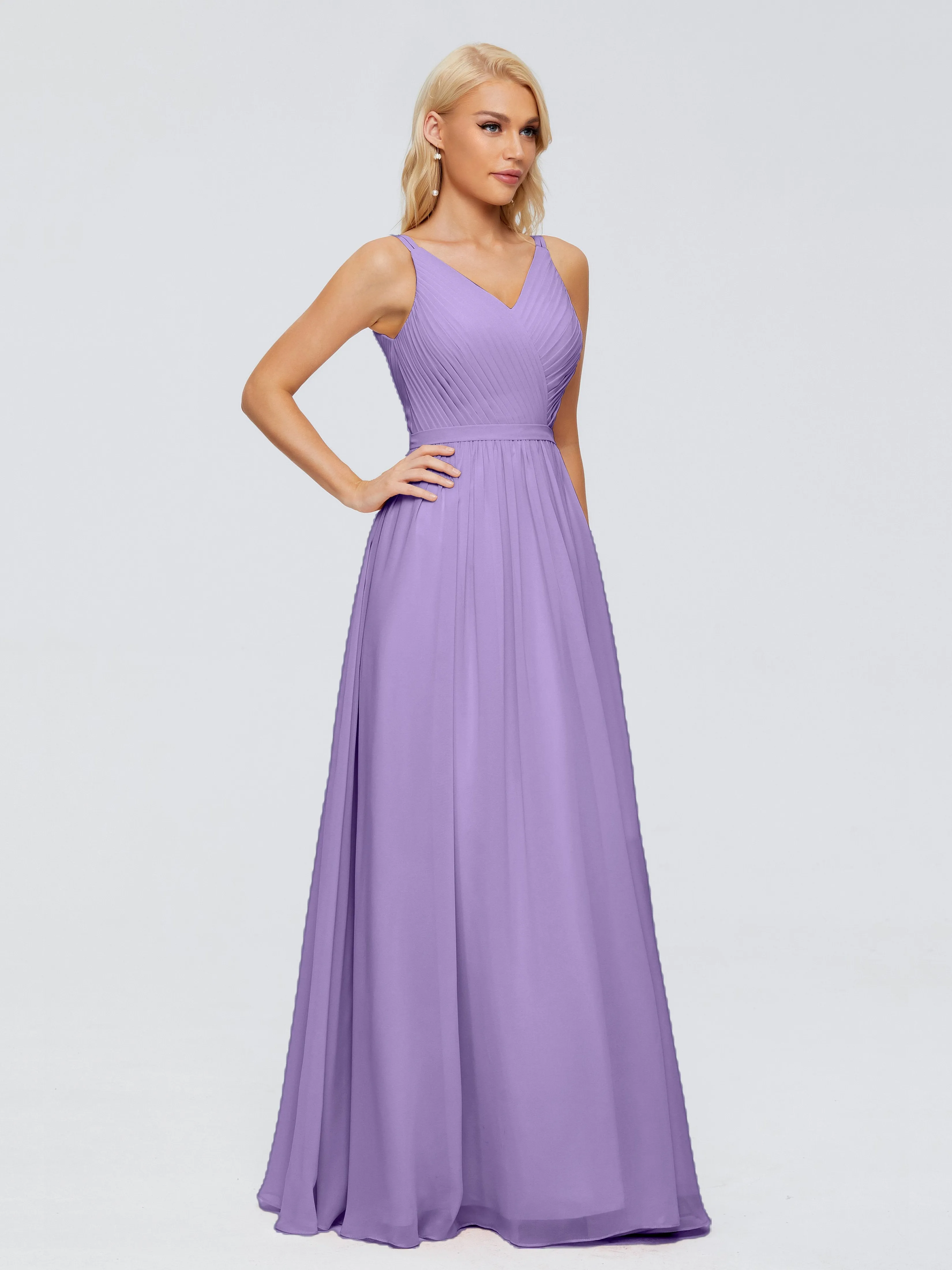 Morgan V Neck Charming Chiffon Bridesmaid Dresses