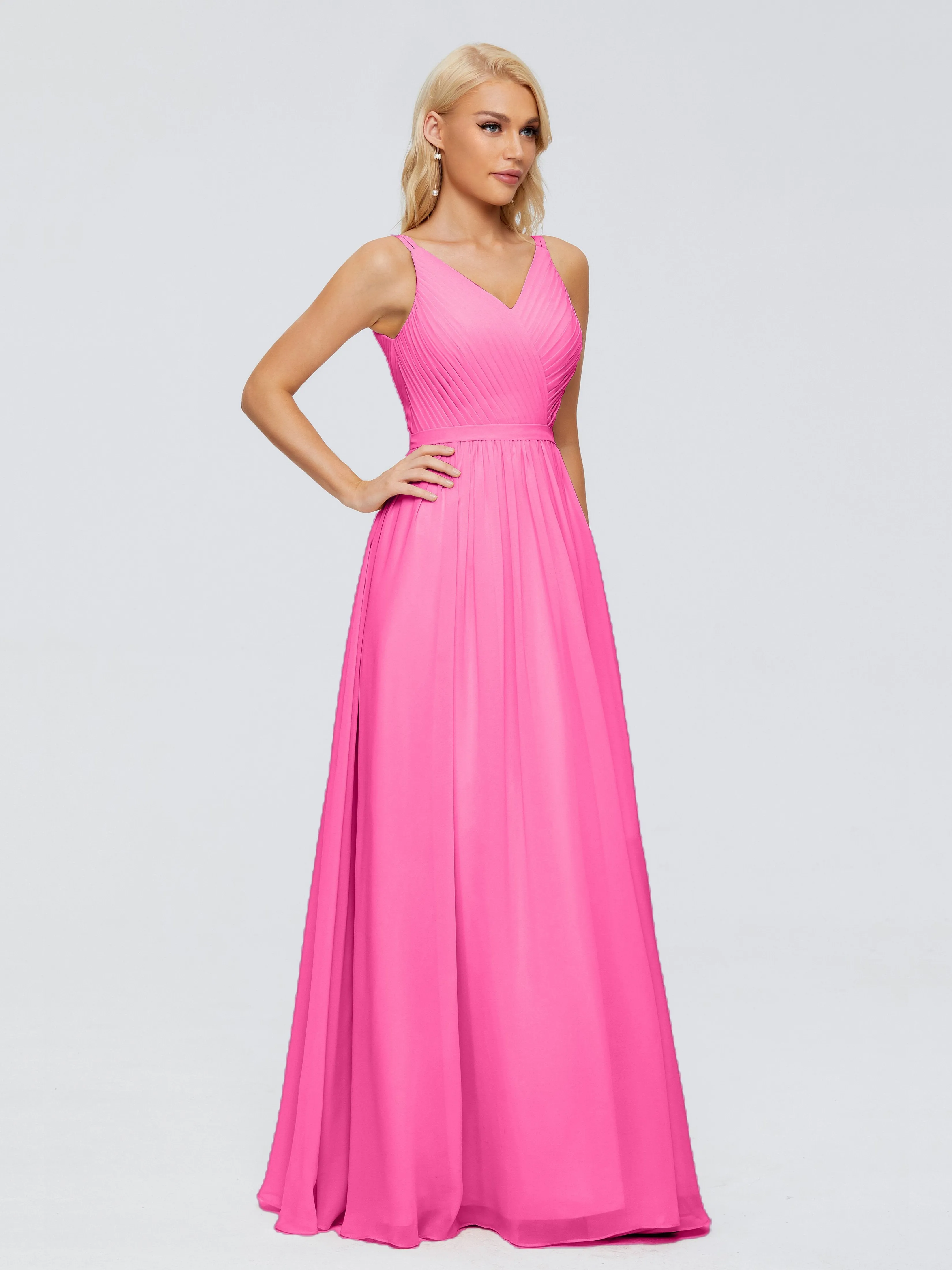 Morgan V Neck Charming Chiffon Bridesmaid Dresses