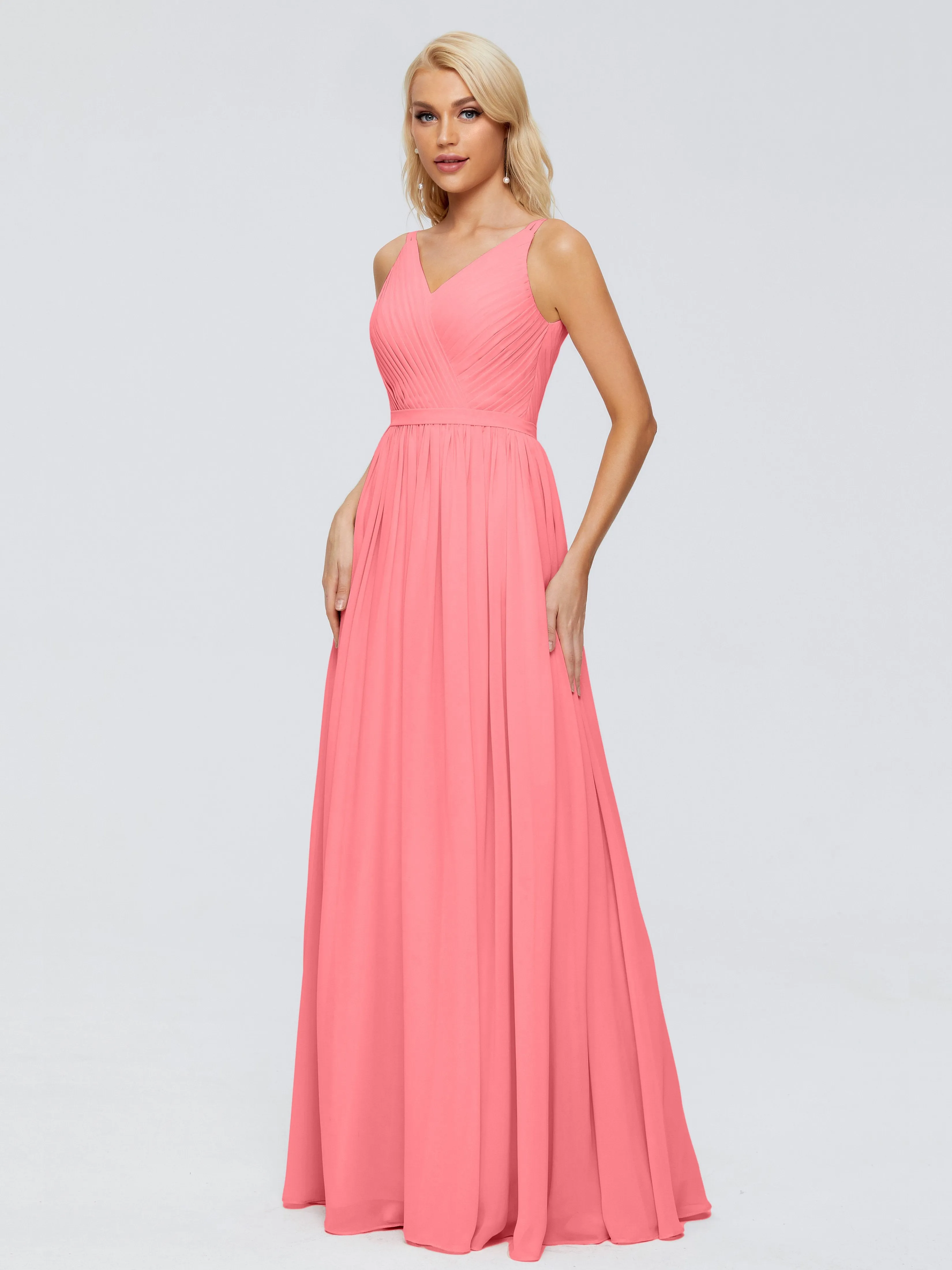 Morgan V Neck Charming Chiffon Bridesmaid Dresses