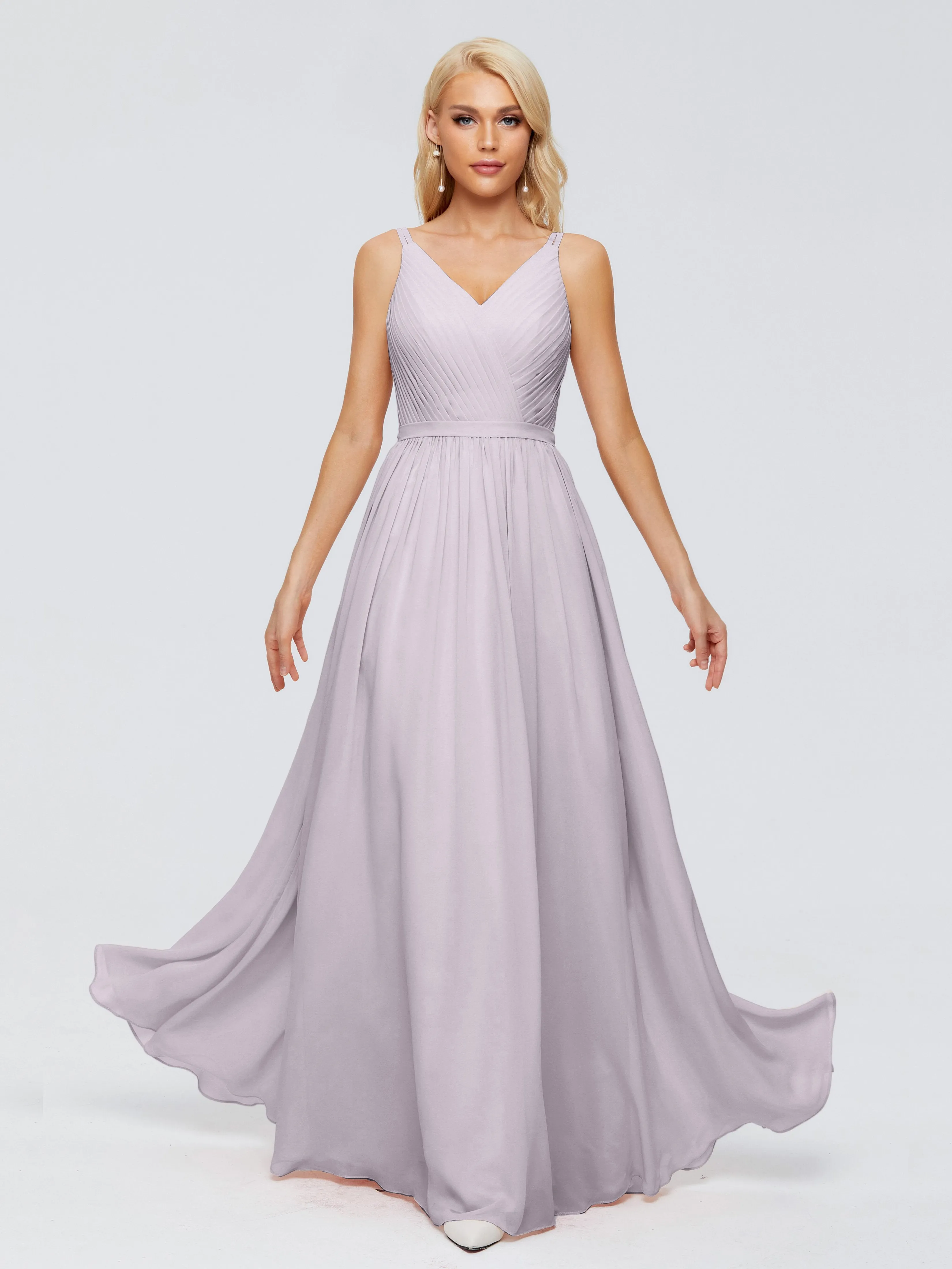 Morgan V Neck Charming Chiffon Bridesmaid Dresses