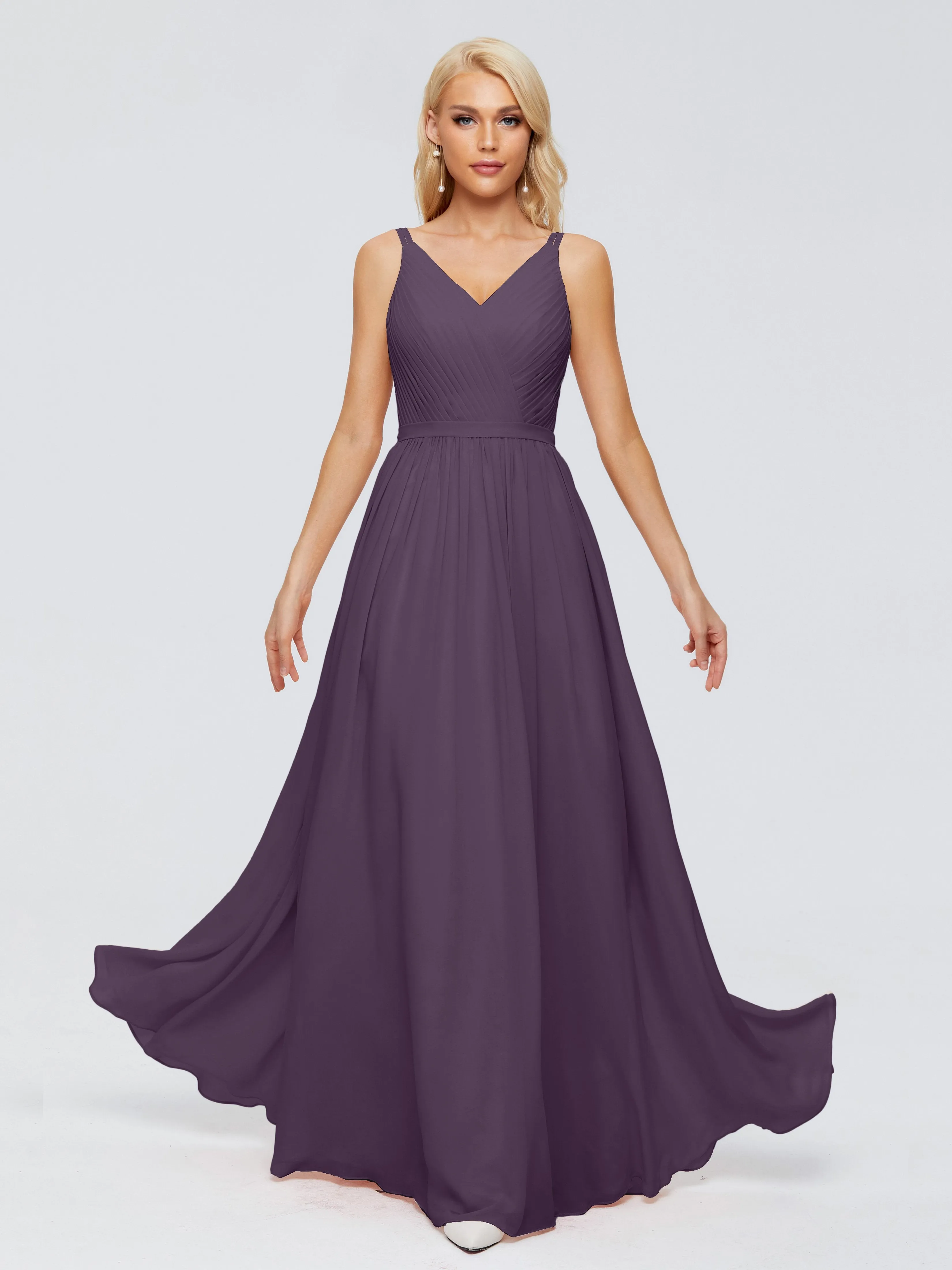 Morgan V Neck Charming Chiffon Bridesmaid Dresses