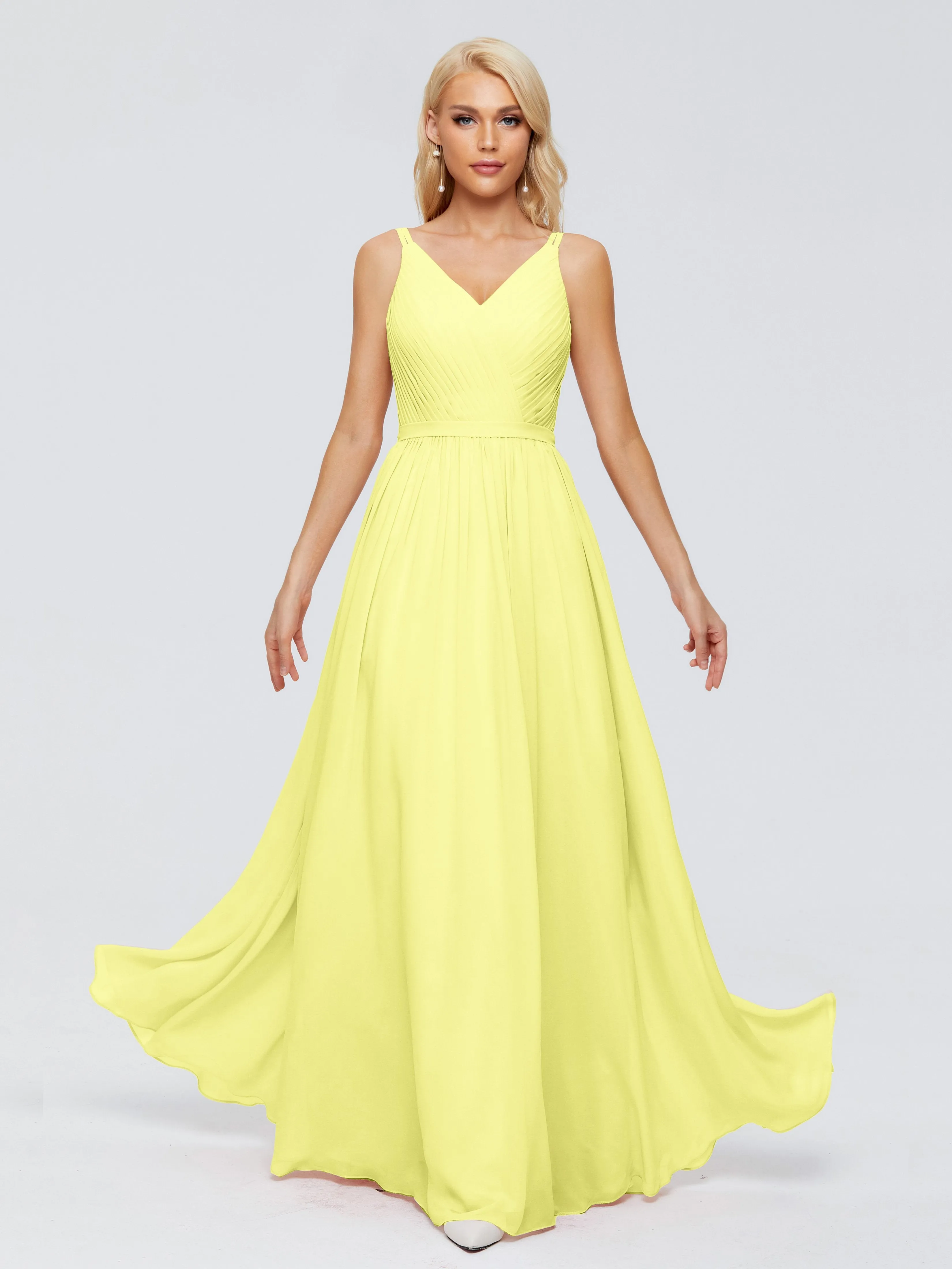 Morgan V Neck Charming Chiffon Bridesmaid Dresses